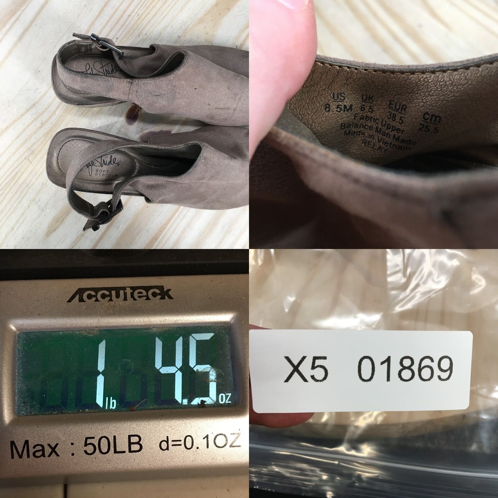 Vintage LifeStride Sandals Womens 8.5 M Relay Open Toe Slingback Brown Fabric Size US 9 / IT 39 - 10 Thumbnail