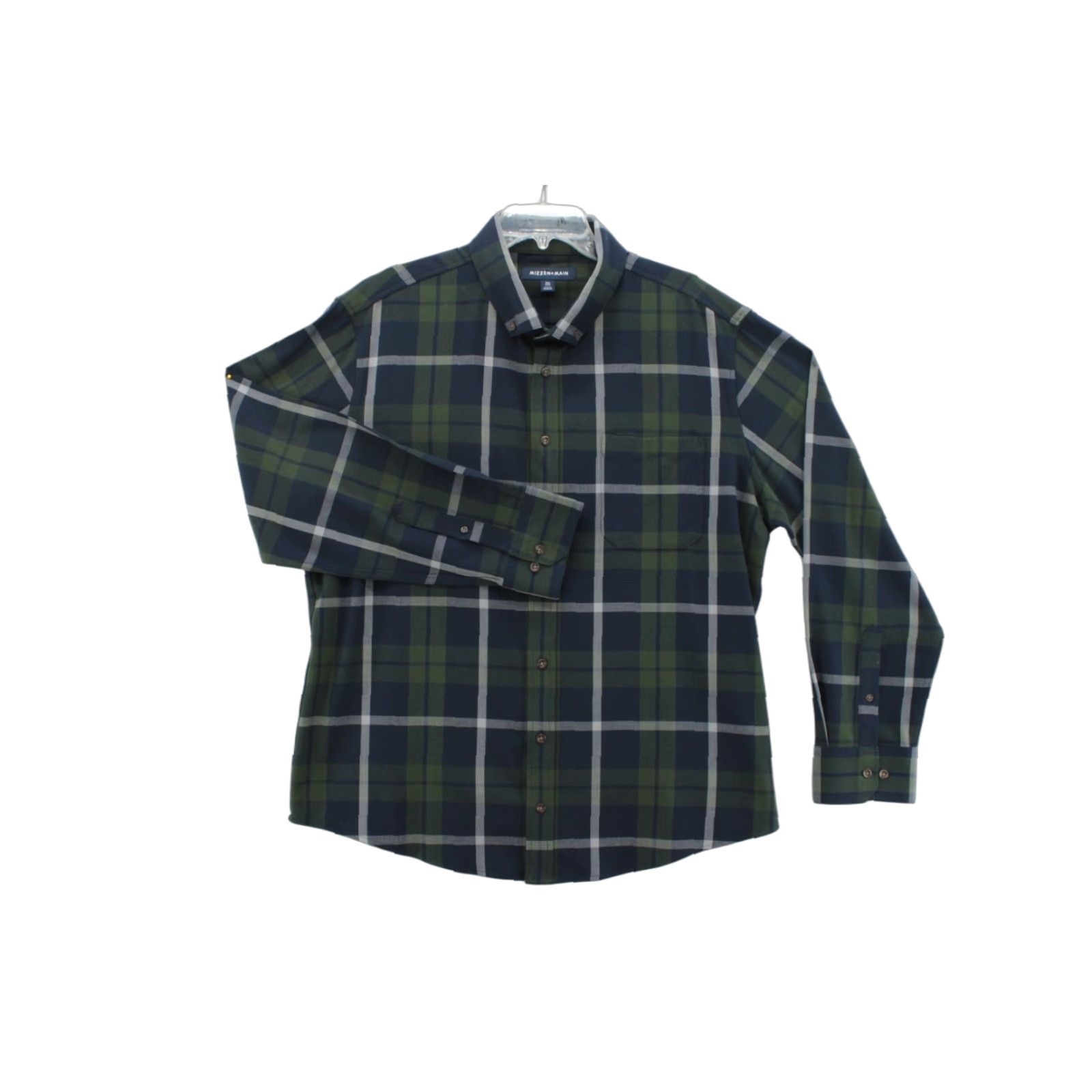 Mizzen+Main Mizzen+Main City Flannel Trim Shirt Mens XXL Green Plaid Long Sleeve Button-Up Shirt Size US XXL / EU 58 / 5 - 1 Thumbnail