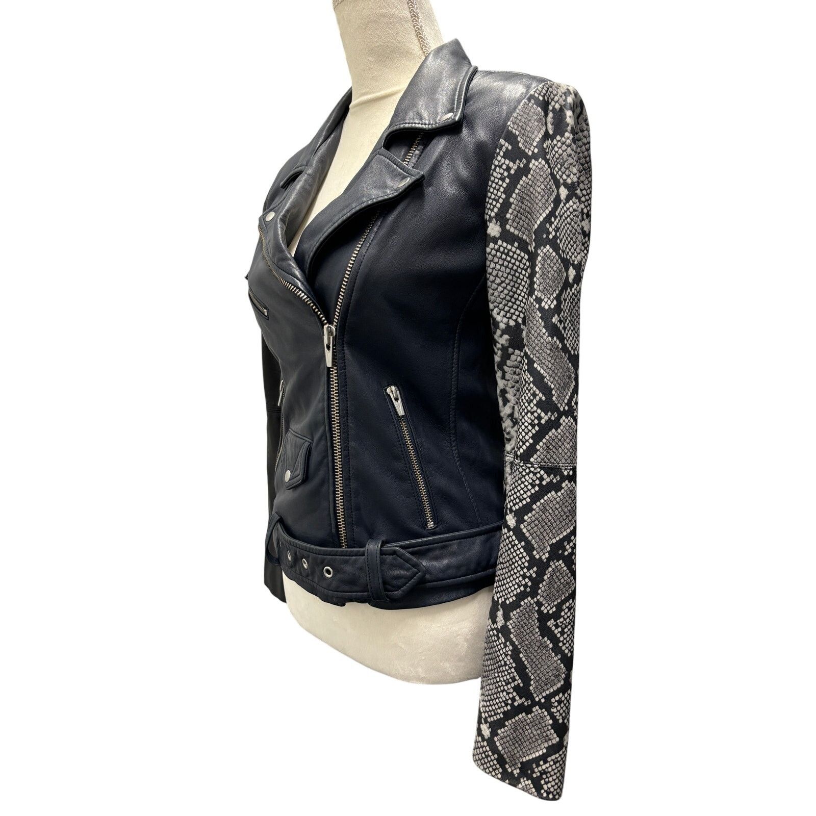 VEDA Veda Jayne Lambskin Snake-Print Moto Jacket Size S Size S / US 4 / IT 40 - 10 Thumbnail
