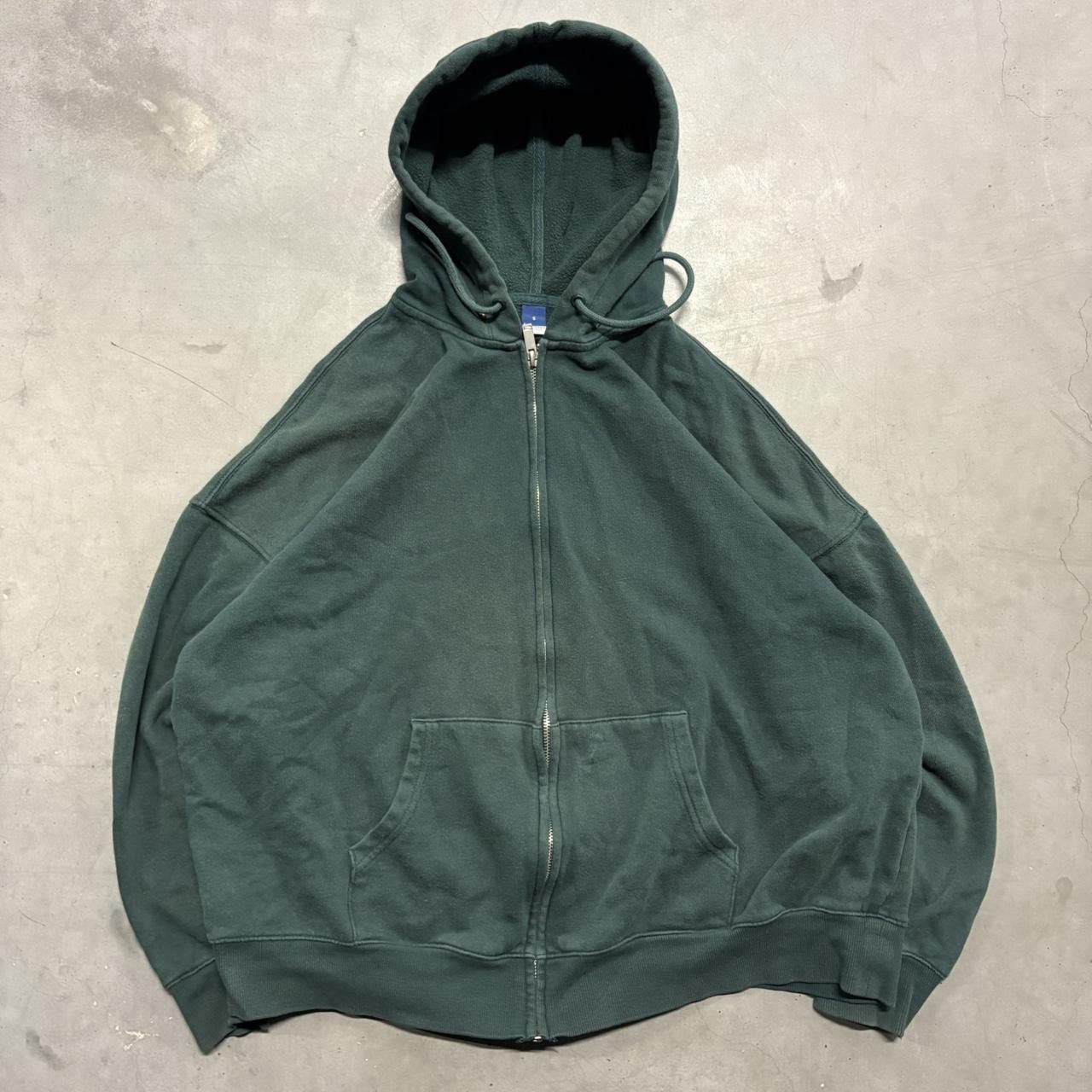 Old Navy × Vintage Crazy Vintage Y2K/2000s Blank Forest Green Streetwear Zipup Hoodie! Size US S / EU 44-46 / 1 - 1 Thumbnail
