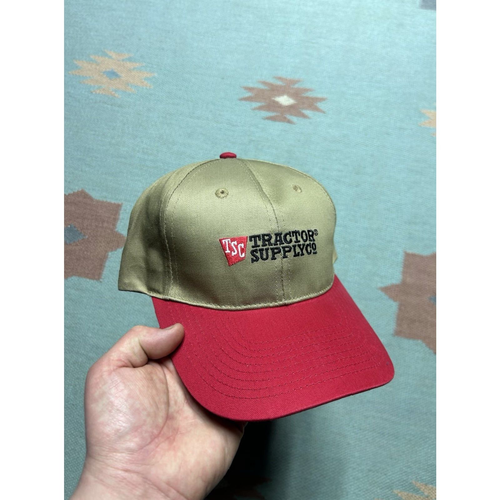 Vintage Tractor supply co snapback hat cap embroidered logo farm adjustable red Tan Men Adjustable Style Snapback Baseball Cap Hat Size ONE SIZE - 2 Thumbnail