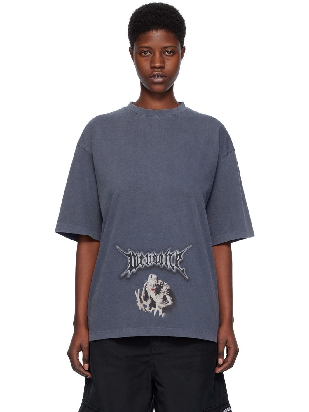 WE11DONE o1mris0824 Horro Print T-Shirt in Navy Size US S / EU 44-46 / 1 - 8 Thumbnail
