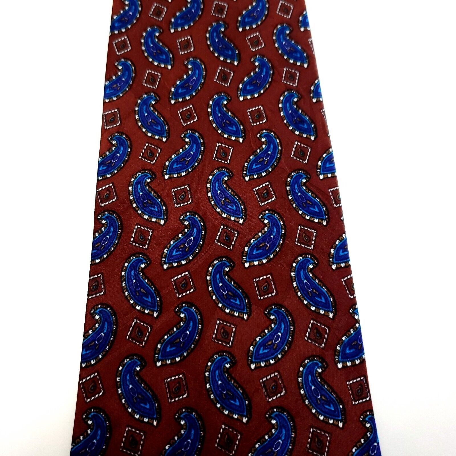 Designer Asian Modern Pentathlon Biathlon Red Blue Silk Tie Woven Sho Size ONE SIZE - 2 Thumbnail
