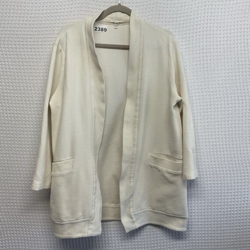 Eileen Fisher Eileen Fisher Ivory Pockets Open Front Cardigan Women M Size M / US 6-8 / IT 42-44 - 6 Thumbnail