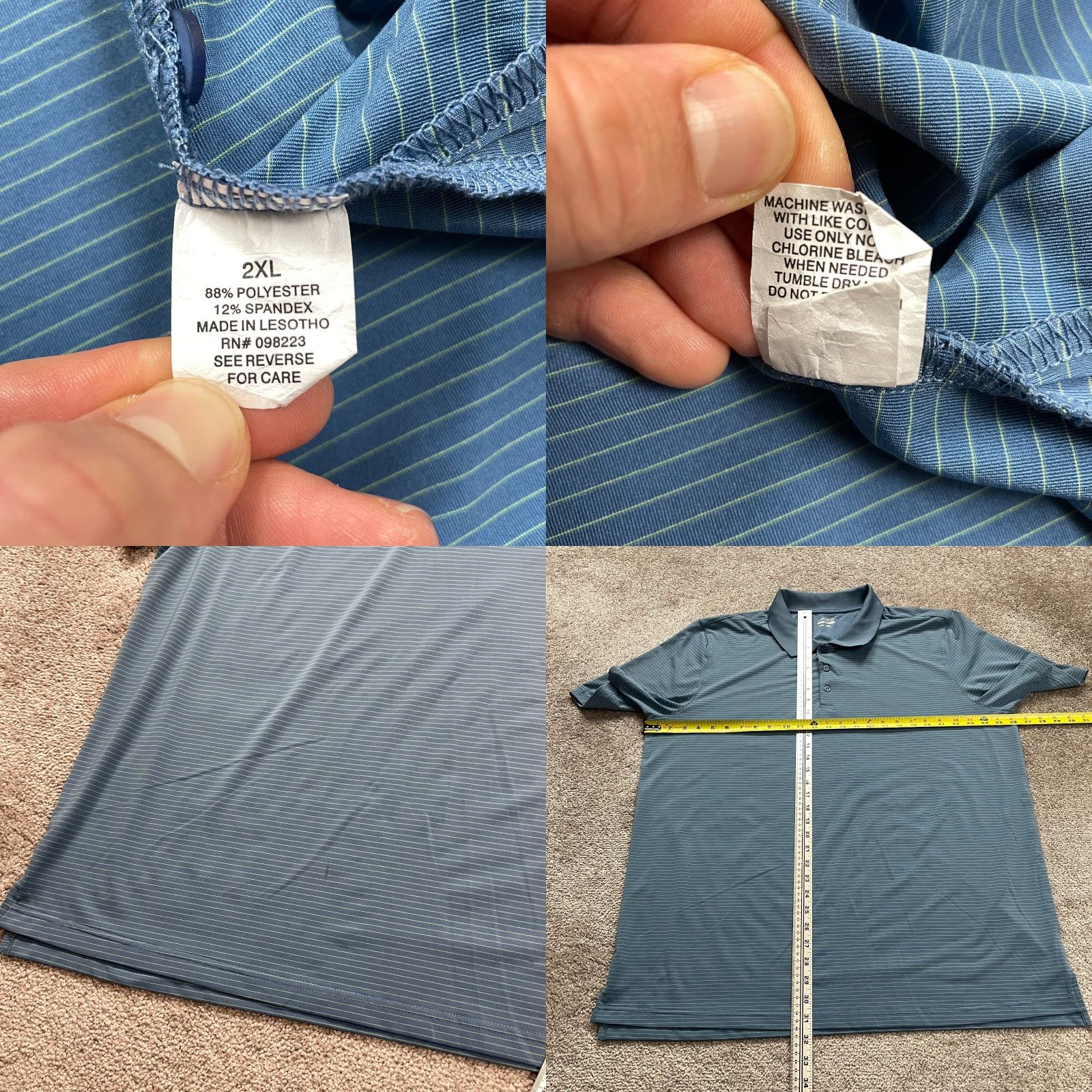 Vintage BCG Golf Polo Shirt Mens XXL Blue Striped White Collared Short Sleeve Active Top Size US XXL / EU 58 / 5 - 8 Thumbnail