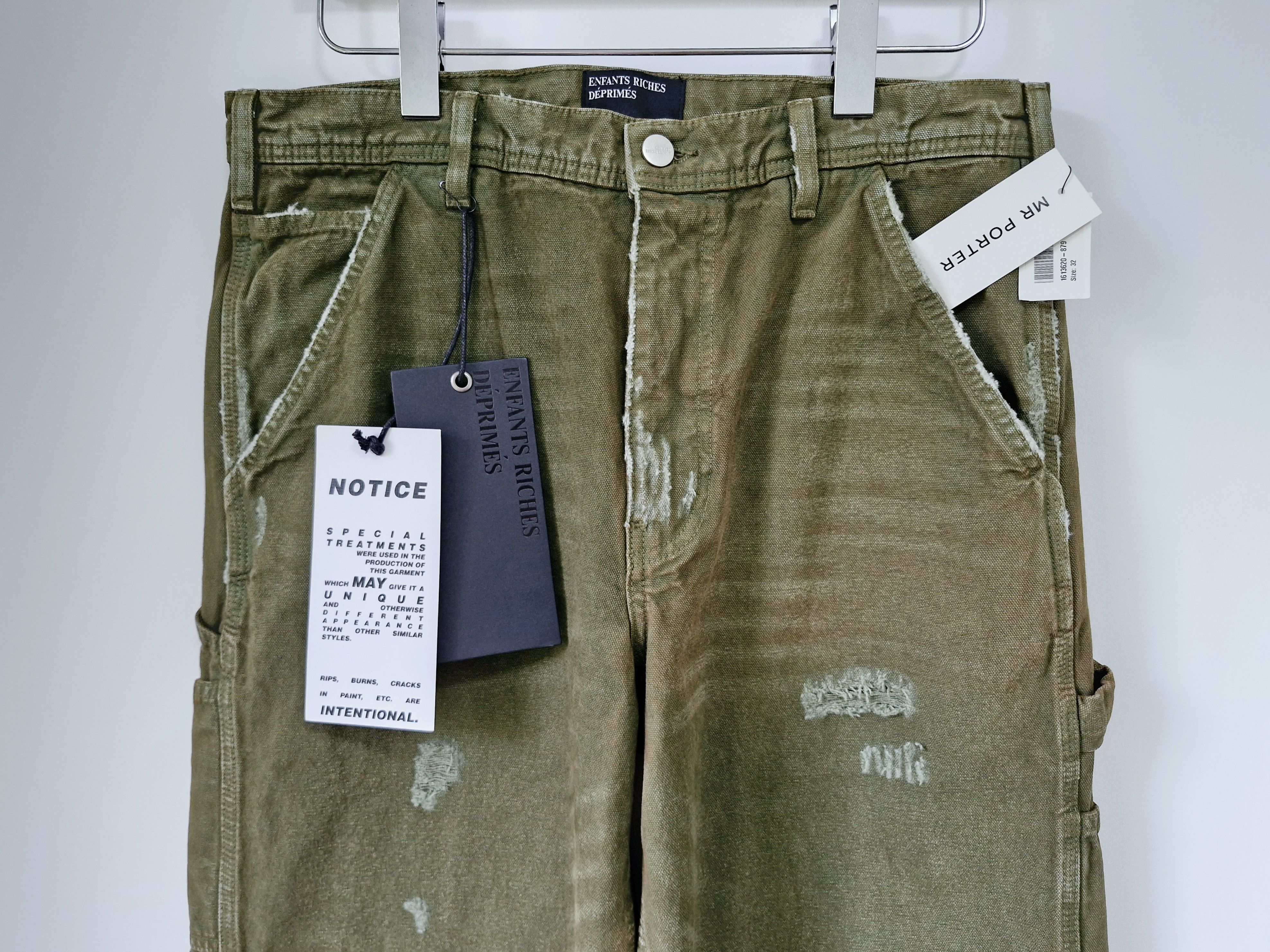 Enfants Riches Deprimes SS24 Acid Green Destroyed Canvas Carpenter Pants Size US 32 / EU 48 - 3 Thumbnail