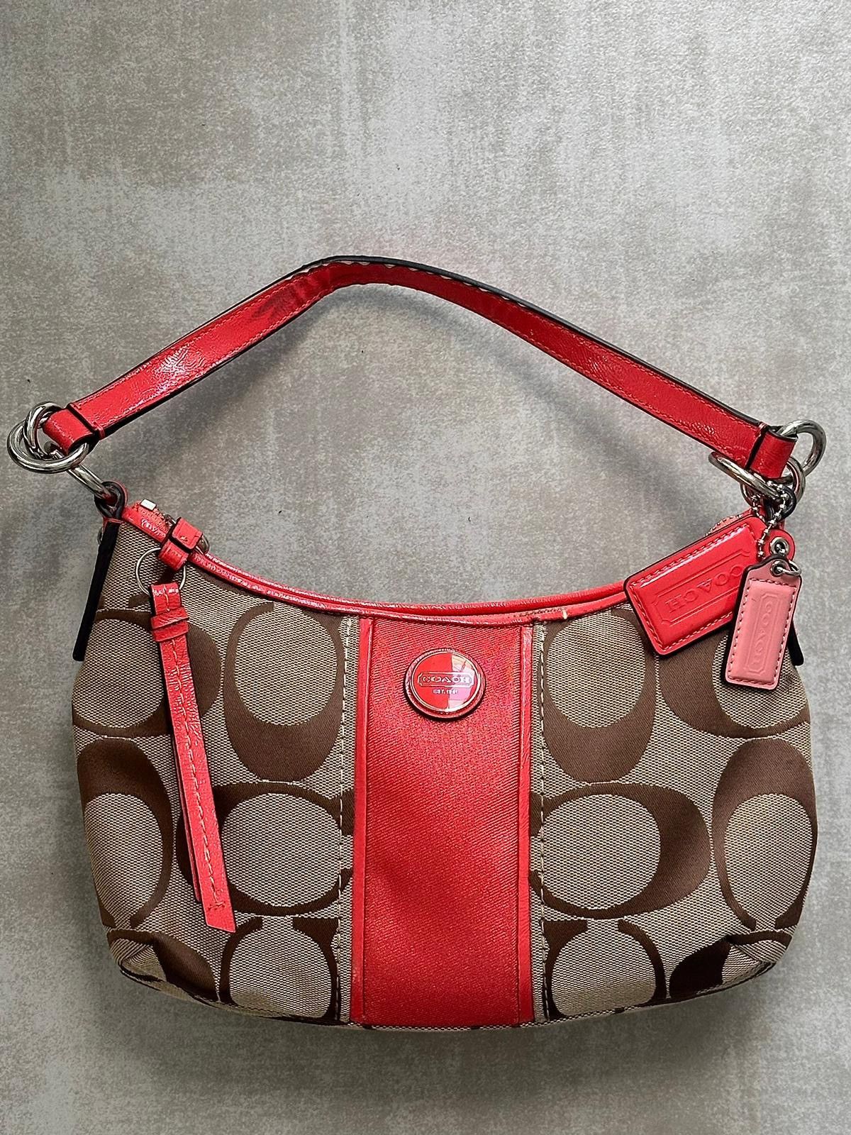 Coach Coach Signature Stripe Red Patent Leather Wristlet Bag Size ONE SIZE - 2 Thumbnail