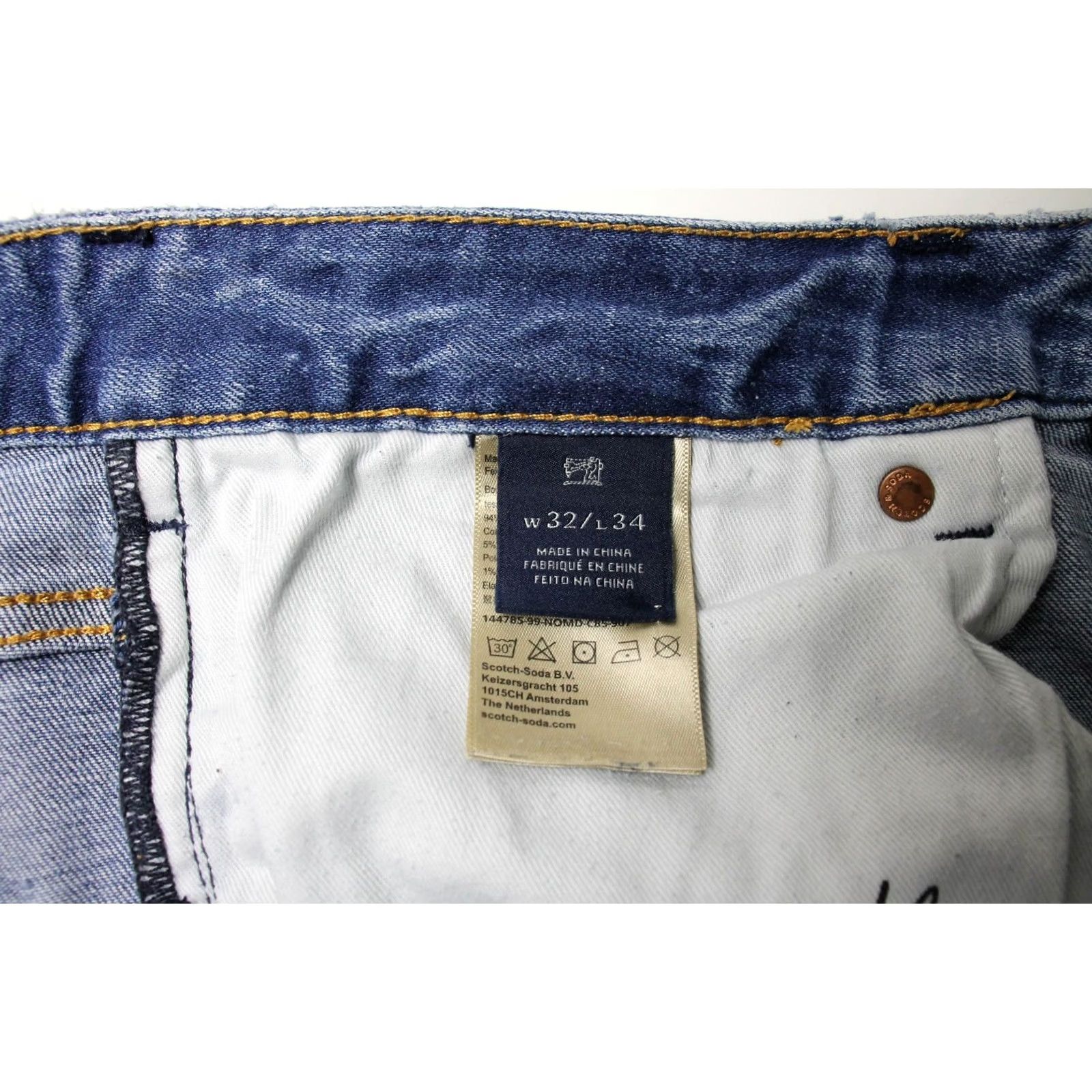 Scotch & Soda SCOTCH & SODA Skim Jeans Men's W32/L34 Slim Fit Zip Fly Stretch Whiskers Blue Size US 32 / EU 48 - 6 Thumbnail
