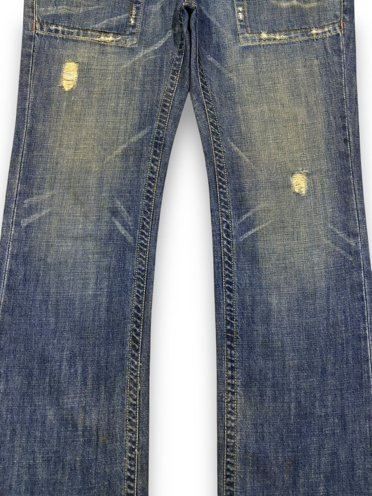 If Six Was Nine Vintage Vanquish Mud Wash Flare Distressed Grunge Jeans Size US 33 - 7 Thumbnail