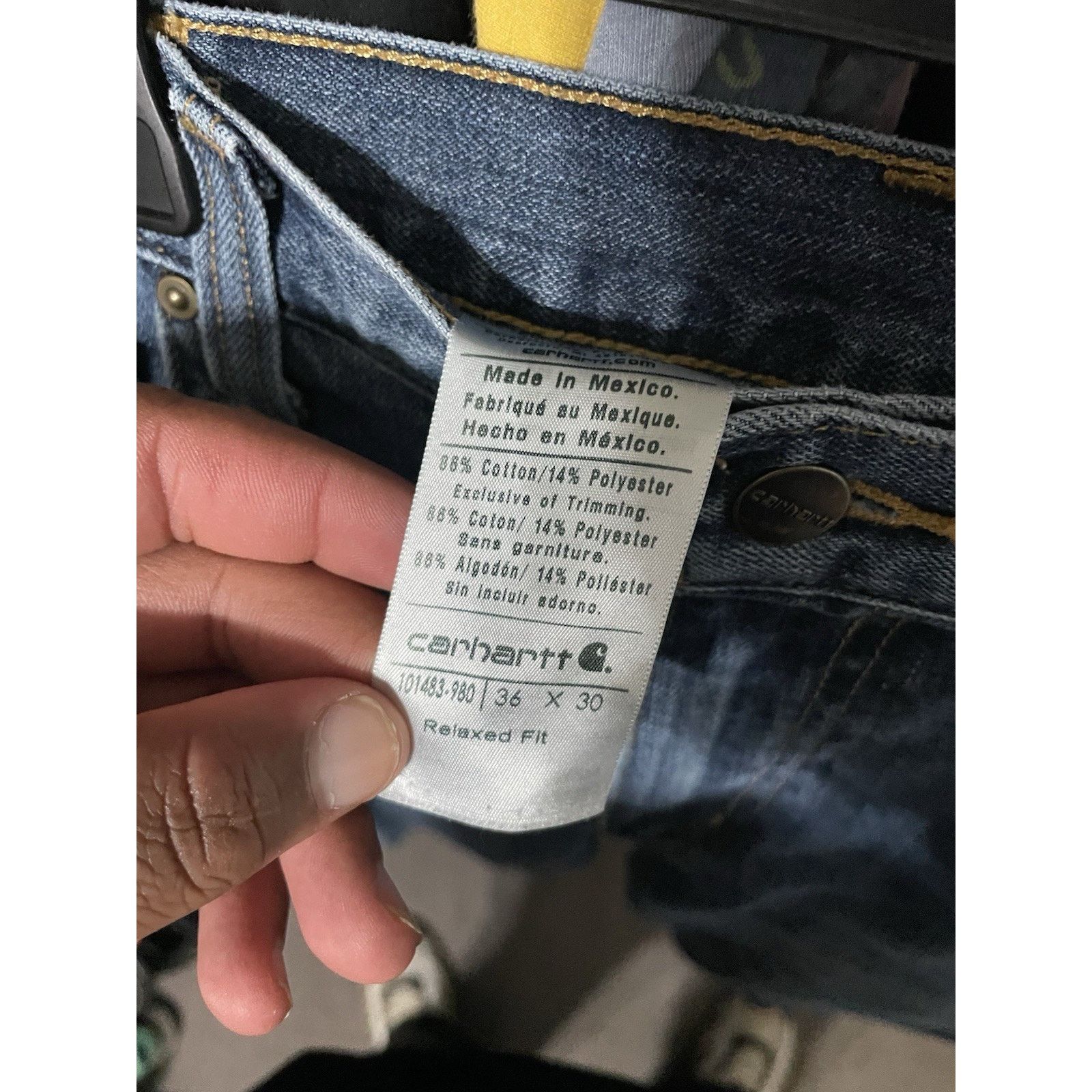 Carhartt Size 36x30- Carhartt Relaxed Fit Jeans Men’s Blue Denim Size US 36 / EU 52 - 3 Thumbnail