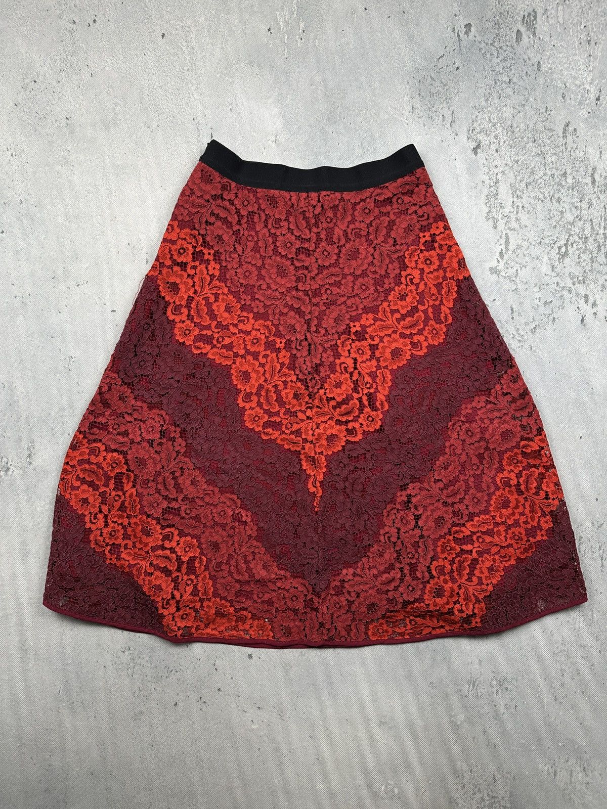 Sandro Sandro Paris Red Lace A-Line Skirt Luxury Romantic Chic Lux Size 27" / US 4 / IT 40 - 6 Thumbnail