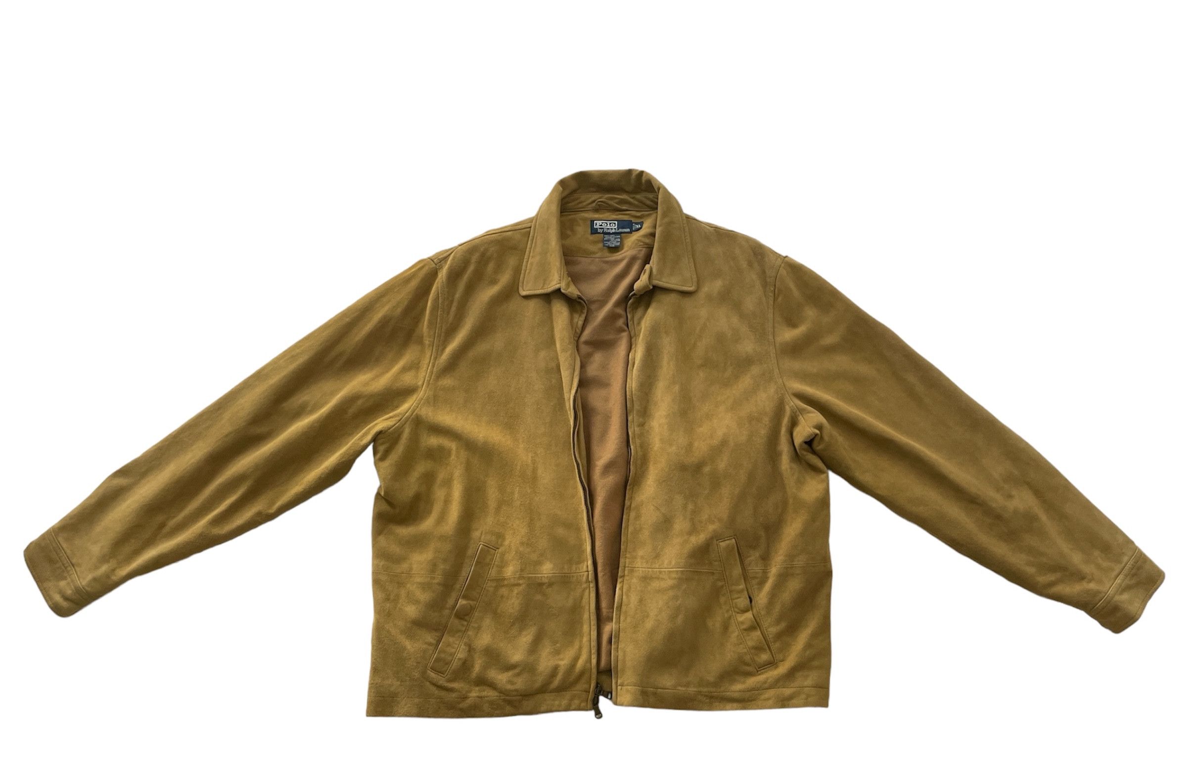 image of Vintage Polo Ralph Laurent Tan Suede Jacket, Men's (Size XL)
