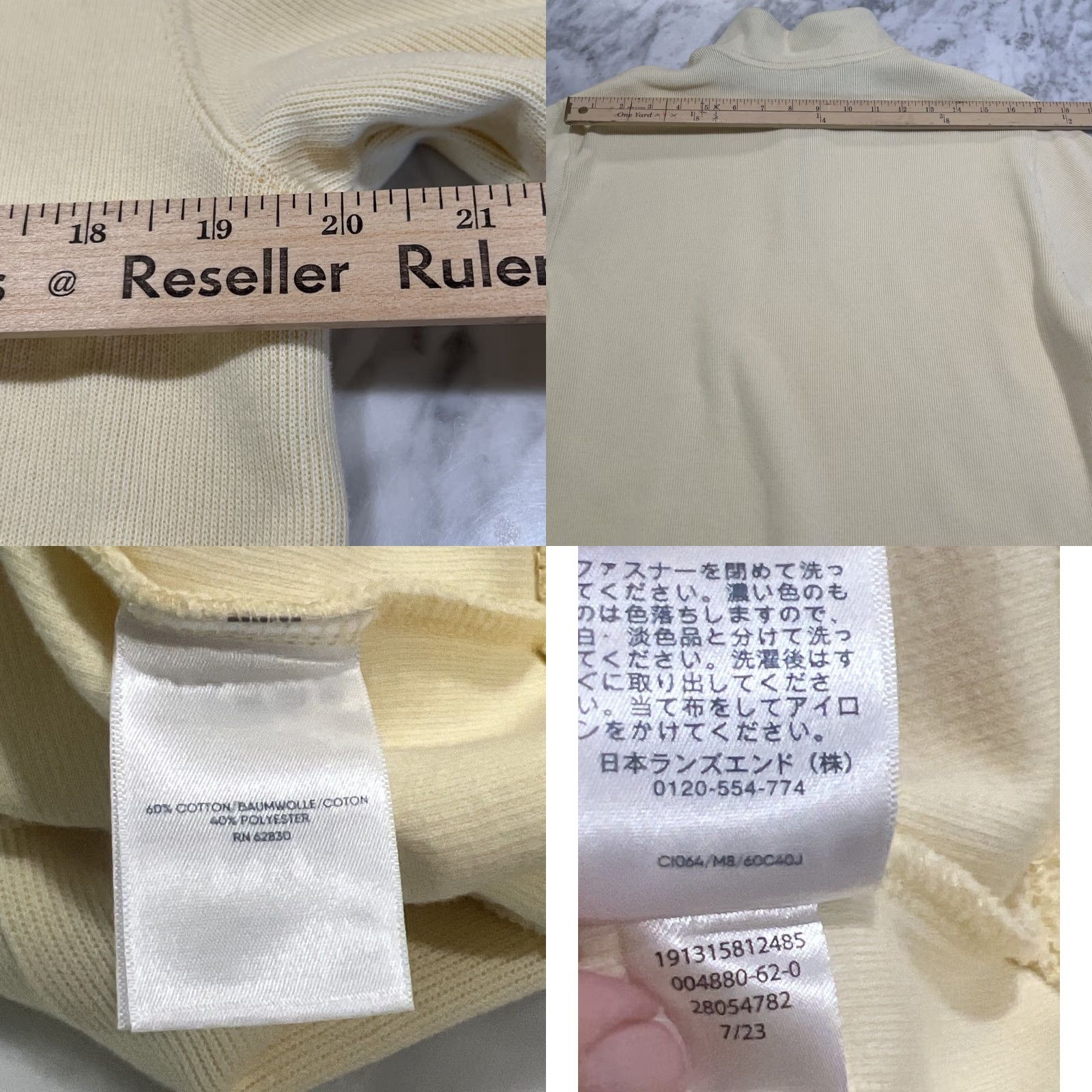 Lands' End Lands' End Quarter Zip Sweater Men’s Medium 38-40 Pale Yellow Preppy Pullover 1/4 Zip | Regular Fit, Cotton Polyester, Fleece Size US M / EU 48-50 / 2 - 8 Thumbnail