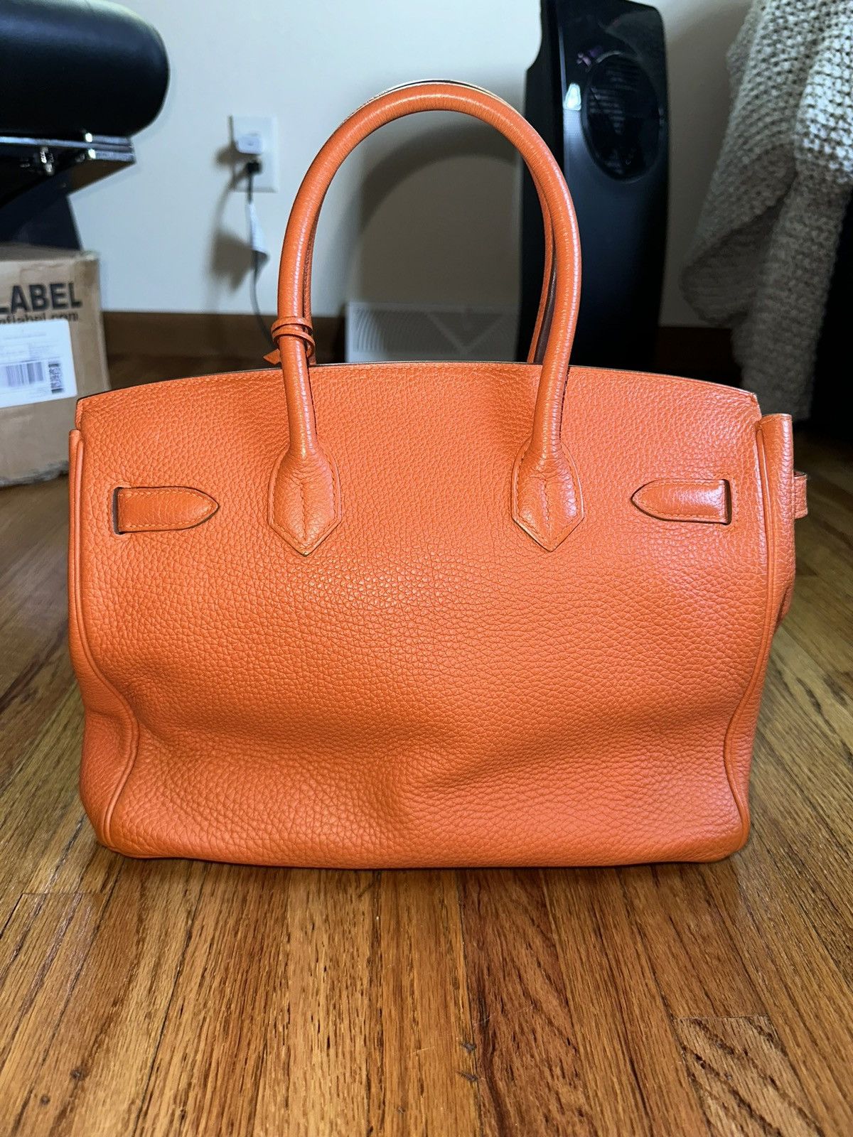Hermes Birkin 30 Togo orange and gold 2010 bag