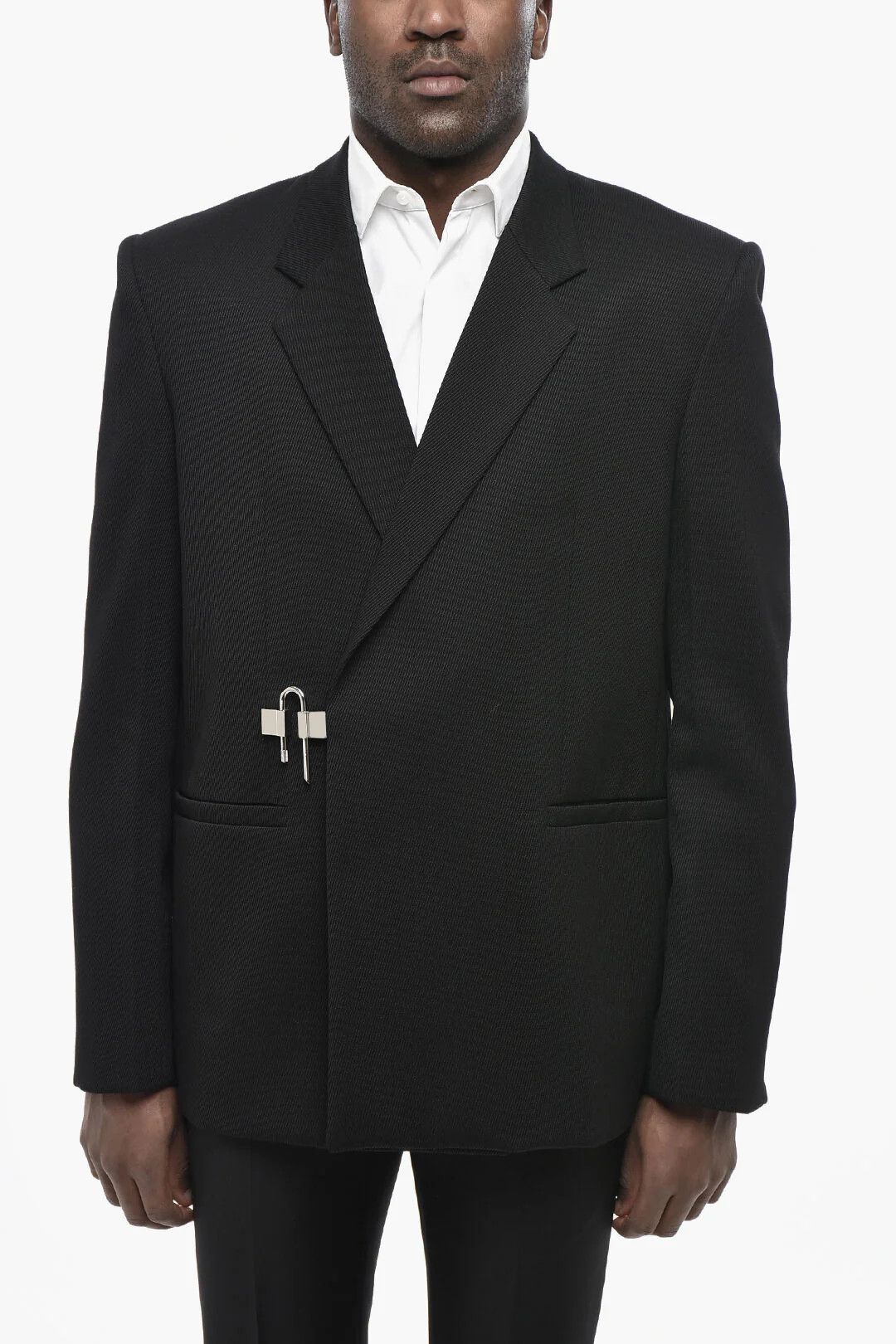 Givenchy og1mm0326 Wool-Twill Double-Breasted Blazer in Black Size US S / EU 44-46 / 1 - 1 Thumbnail