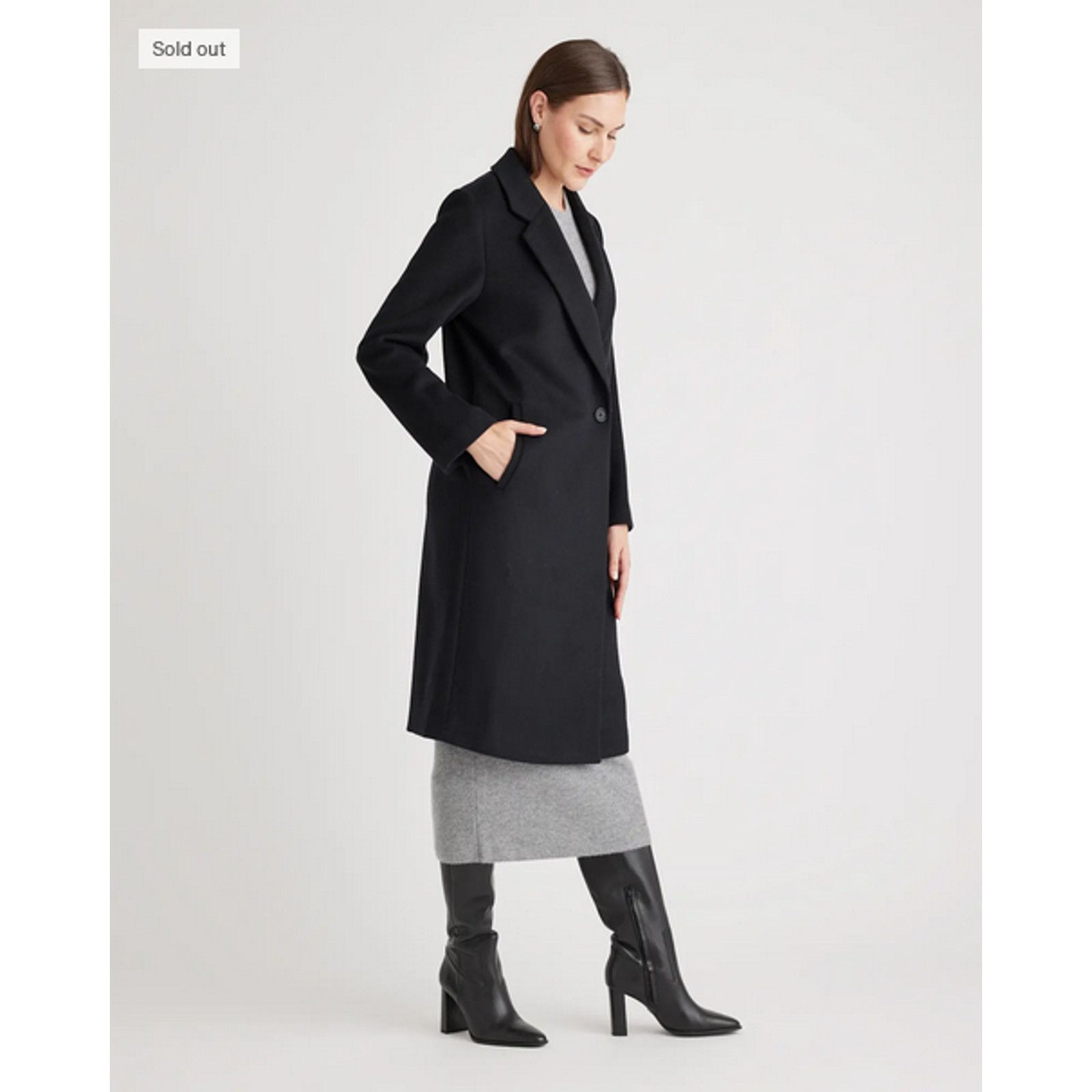 Quince Quince Italian Wool Single Breasted Coat Black Small NWT Size S / US 4 / IT 40 - 4 Thumbnail