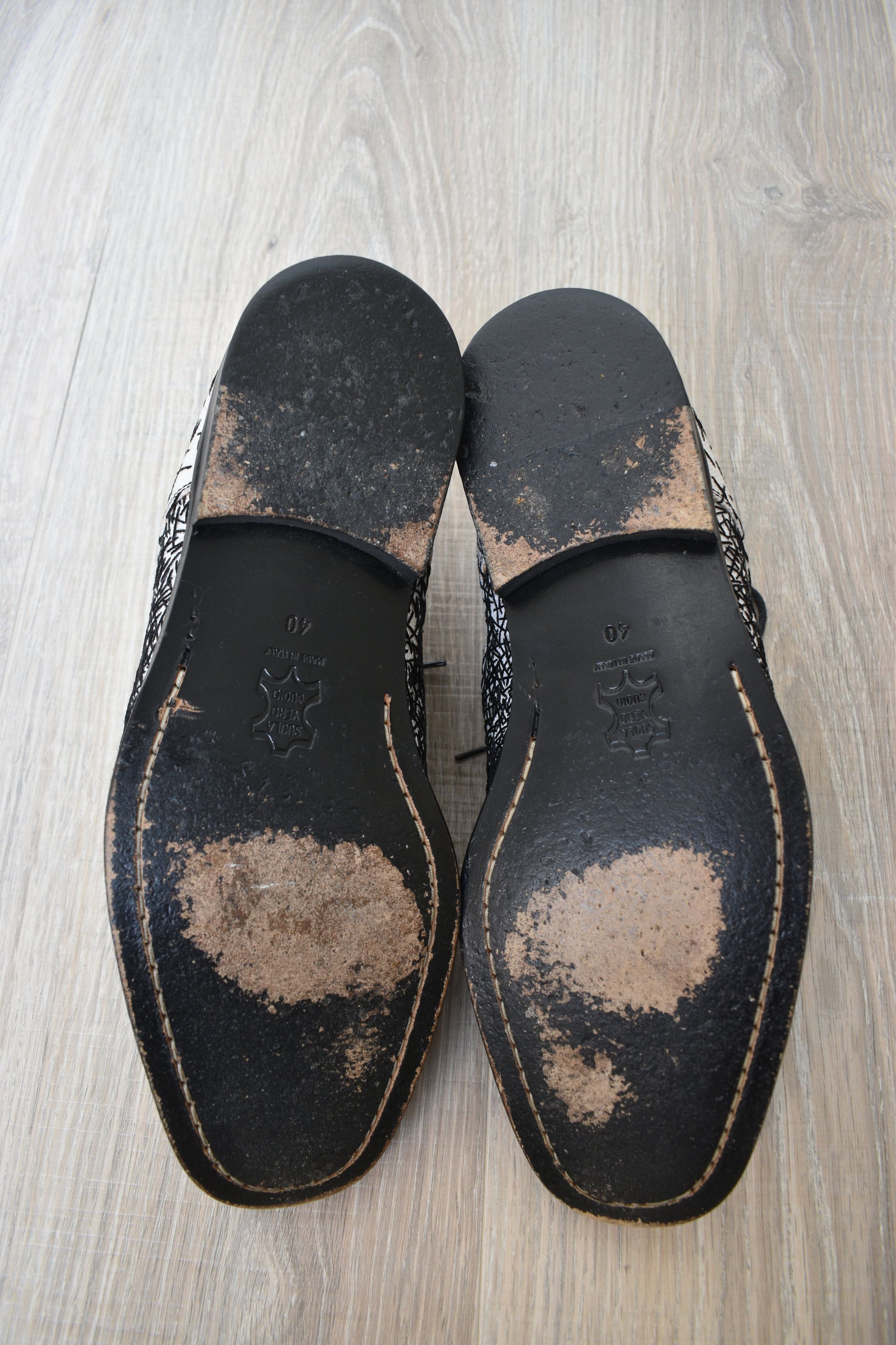Raf Simons Raf Simons SS09 Stitched Embroidered Black and White Derbies Size US 8 / EU 41 - 7 Thumbnail