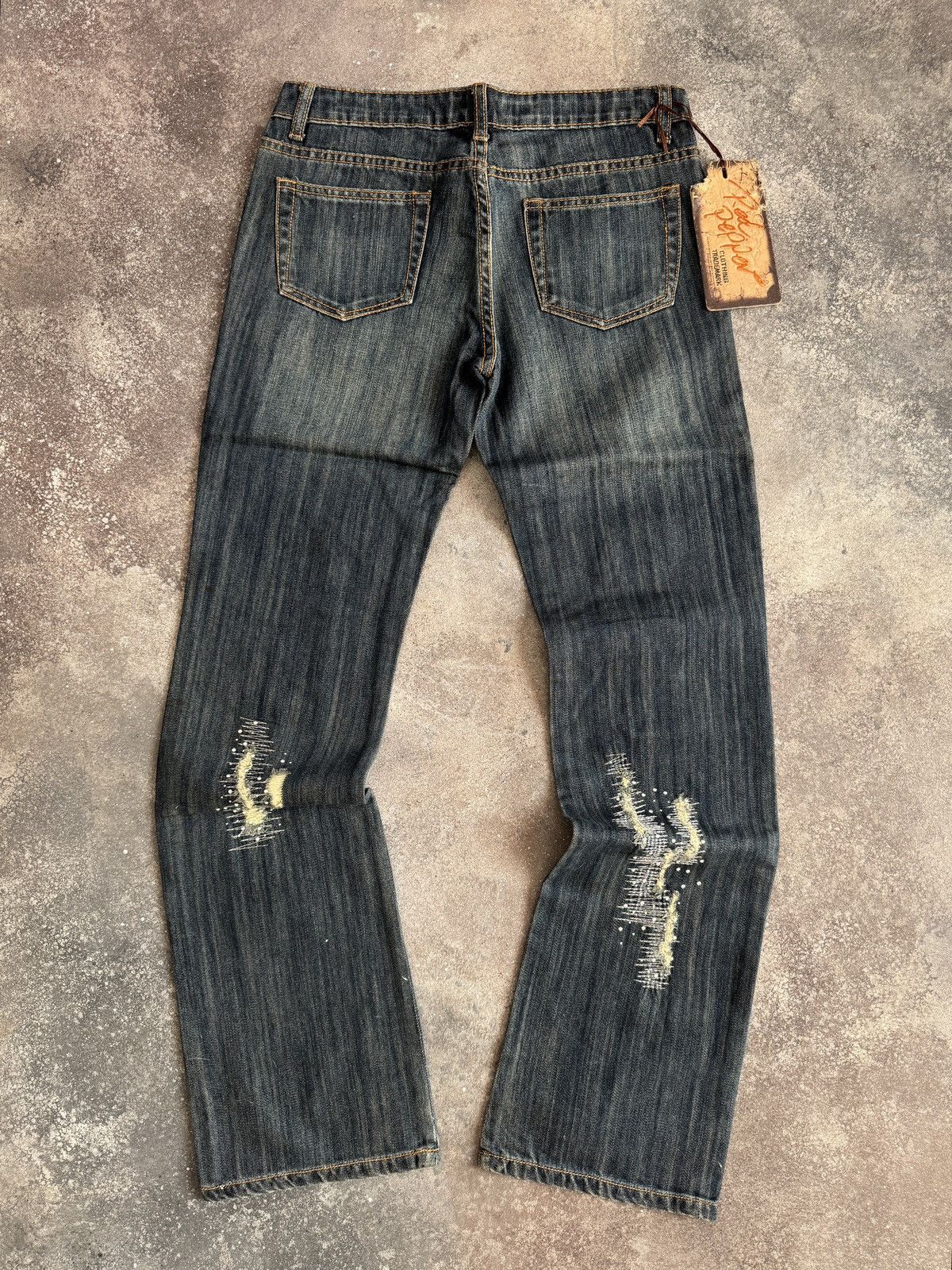Hysteric Glamour Red Pepper Y2K Glam Low Rise Bootcut Washed Jeans Size 29" - 7 Thumbnail