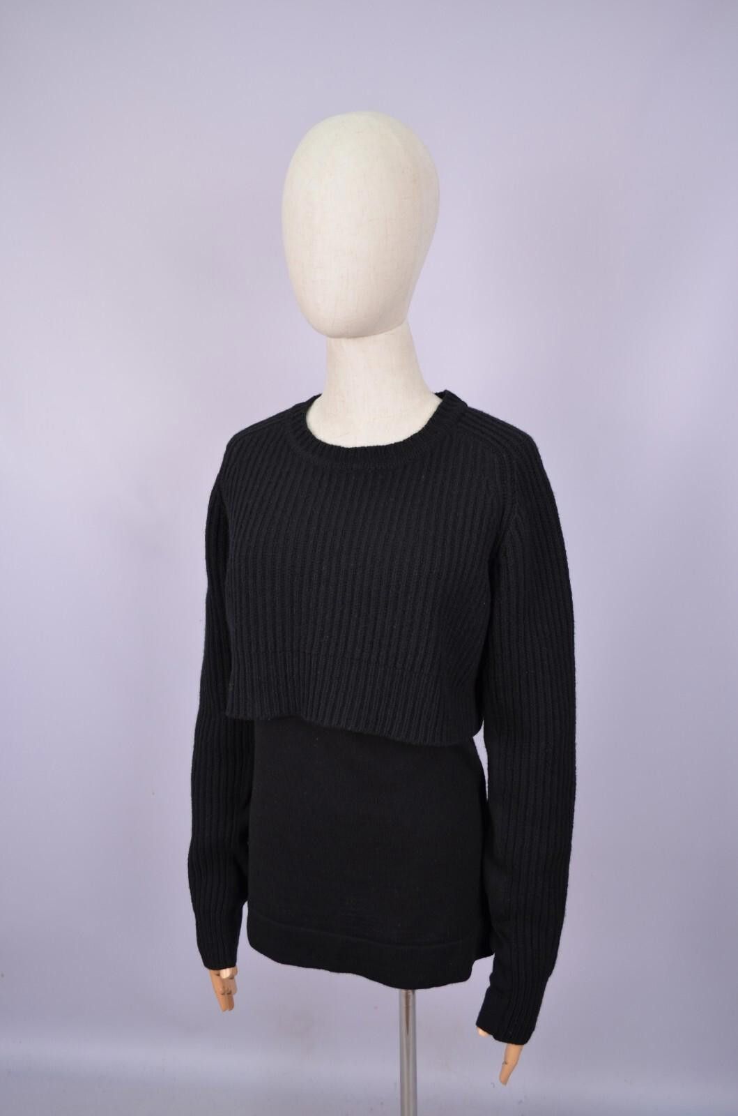 Acne Studios Womens Black Hurst Layered Wool Sweater Size XS