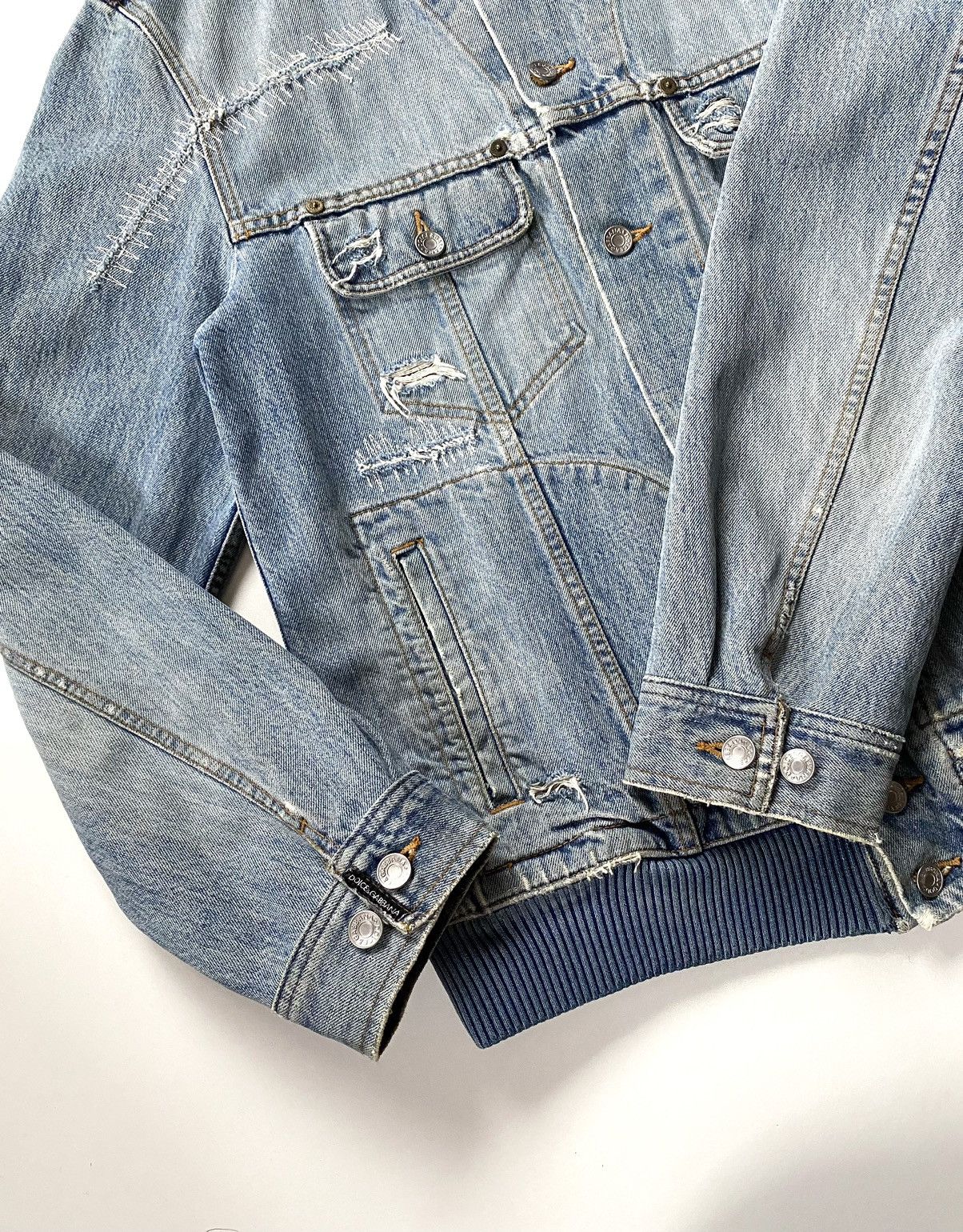 Dolce & Gabbana 00s Dolce&Gabbana Washed Denim Distressed Jacket Size US L / EU 52-54 / 3 - 8 Thumbnail