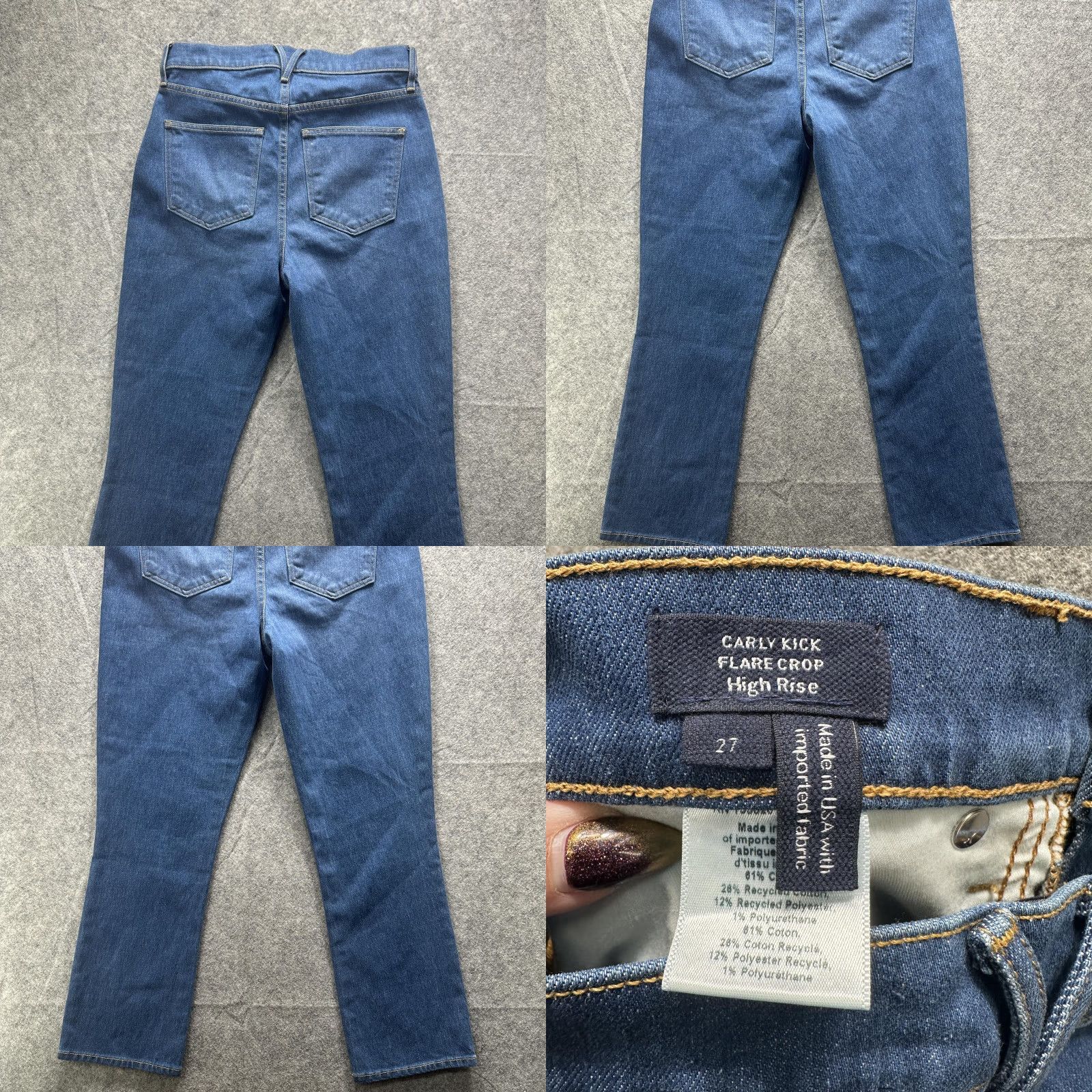 Veronica Beard Veronica Beard Jeans Womens 27 High Rise Carly Kick Flare Crop Blue Denim Cropped Jeans Size 27" / US 4 / IT 40 - 10 Thumbnail