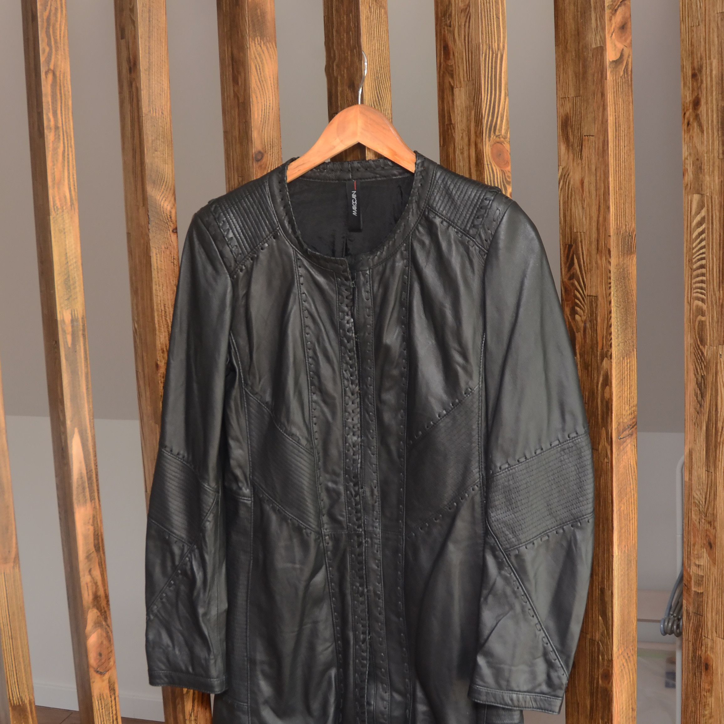 Genuine Leather Marc Cain Black Leather Long Coat Jacket Size N2 Colour 900 Size M / US 6-8 / IT 42-44 - 3 Thumbnail