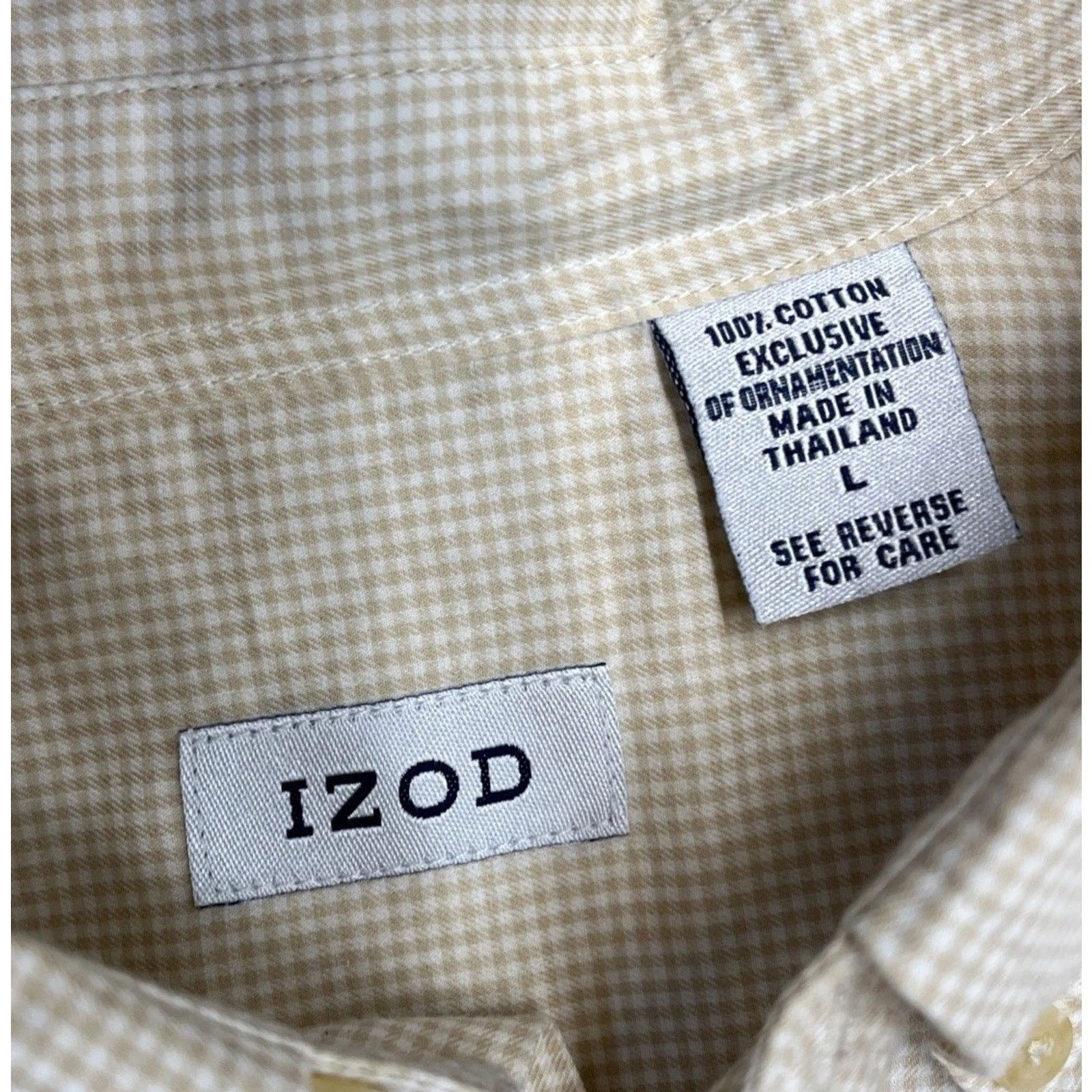 Izod IZOD Shirt Mens L Yellow Check Long Sleeve Size US L / EU 52-54 / 3 - 5 Thumbnail
