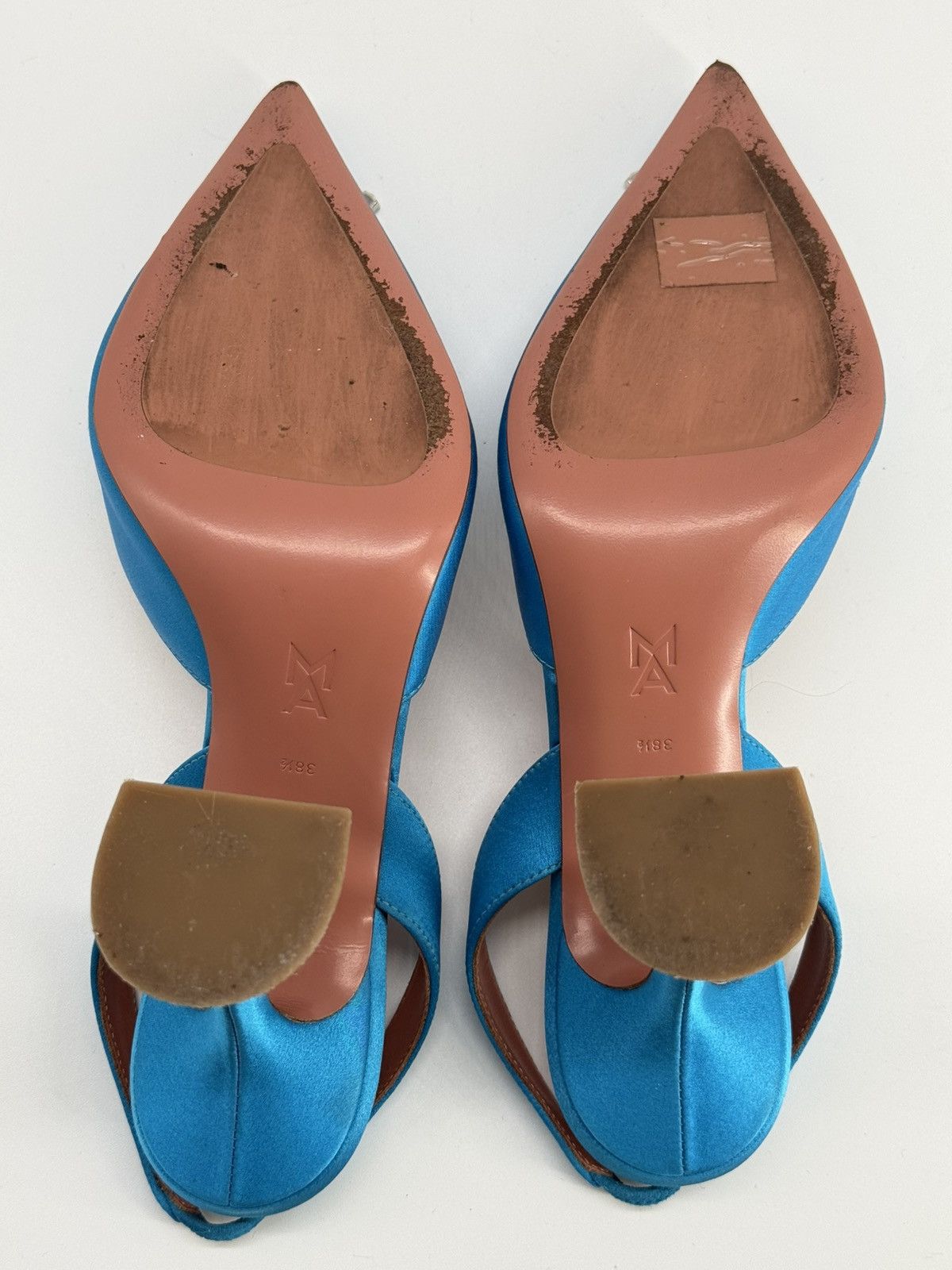Amina Muaddi Amida Muaddi Begum Satin Slingbag Pumps Blue 38 1/2 Size US 9 / IT 39 - 6 Thumbnail