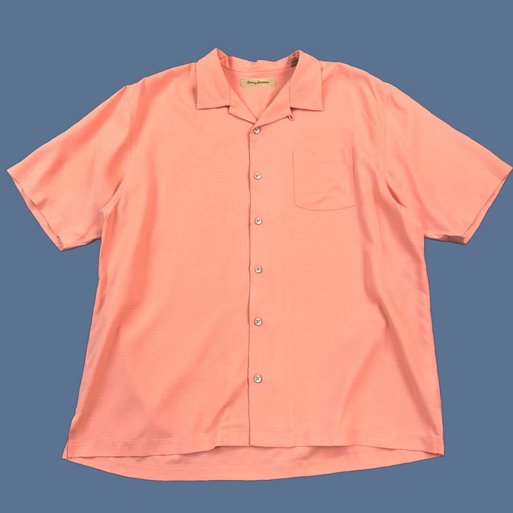 Tommy Bahama VINTAGE Tommy Bahama Shirt Mens XL Coral Silk Short Sleeve Hawaiian Camp Shirt Size US XL / EU 56 / 4 - 1 Thumbnail