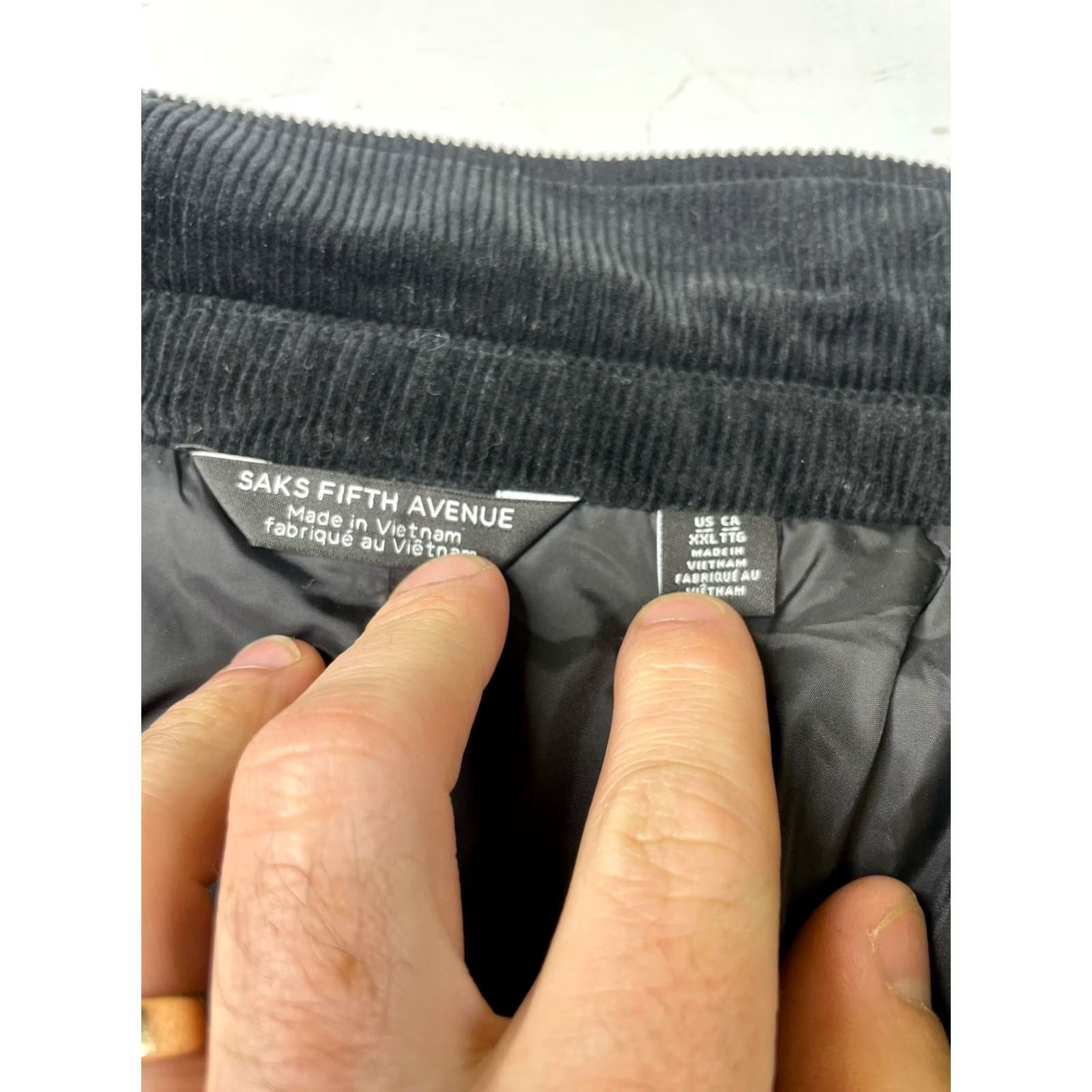 Saks Fifth Avenue Saks Fifth Avenue Men's Quilted Corduroy Jacket Coat, Black, Size 2XL, Polyester, Button, Mid-Length, Regular, Business Casual Formal Size US XXL / EU 58 / 5 - 5 Thumbnail