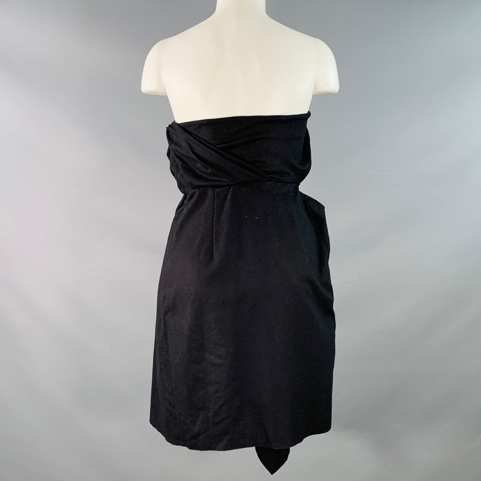 Acne Studios ACNE 0 Black Wool Blend Ruched Strapless Knee Length Dress Size XS / US 0-2 / IT 36-38 - 4 Thumbnail