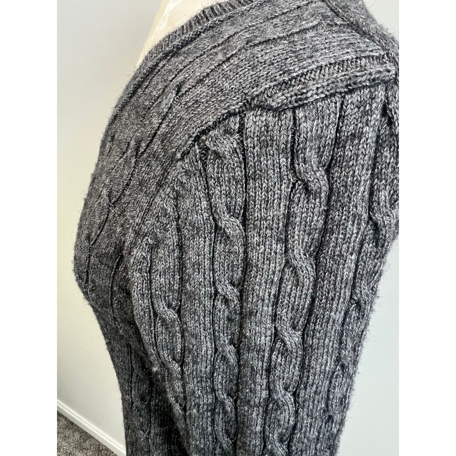 Ann Taylor Ann Taylor Loft Shimmer Cable Knit Sweater Medium Size M / US 6-8 / IT 42-44 - 5 Thumbnail