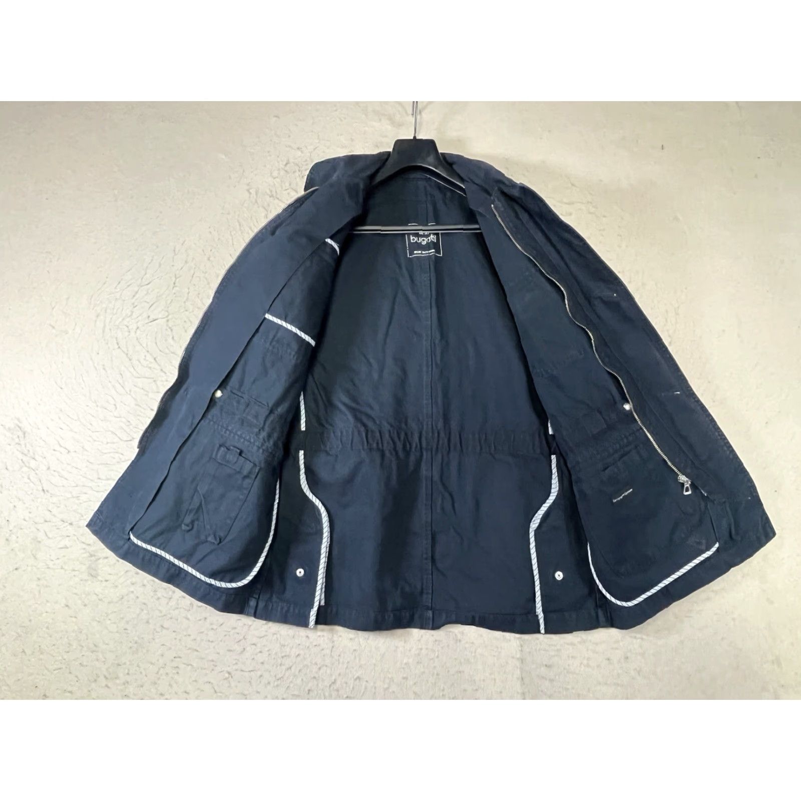 Bugatti VINTAGE Bugatti Jacket Men 52 Black Full Zip Pockets Coat Regular Trench Coat Stand-Up Collar 80s 90s Designer Weather Jacket Size US L / EU 52-54 / 3 - 7 Thumbnail