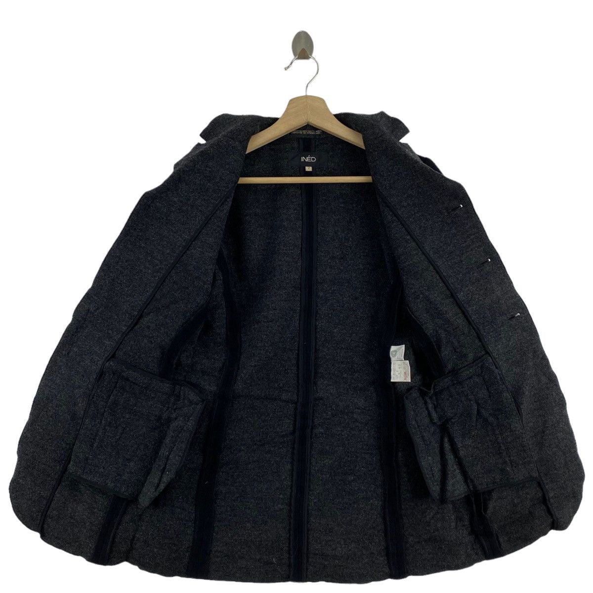 Japanese Brand × Yohji Yamamoto INED By YOHJI YAMAMOTO Japanese Brand Black Wool Coat Jacket Size S / US 4 / IT 40 - 4 Thumbnail