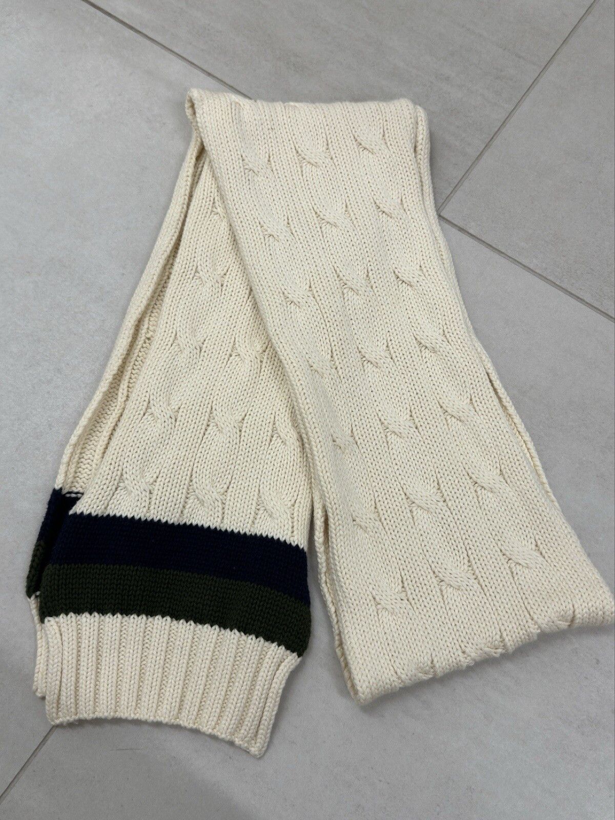 Polo Ralph Lauren Ralph Lauren Cotton Cashmere Blend Cable Knit Scarf Size ONE SIZE - 7 Thumbnail