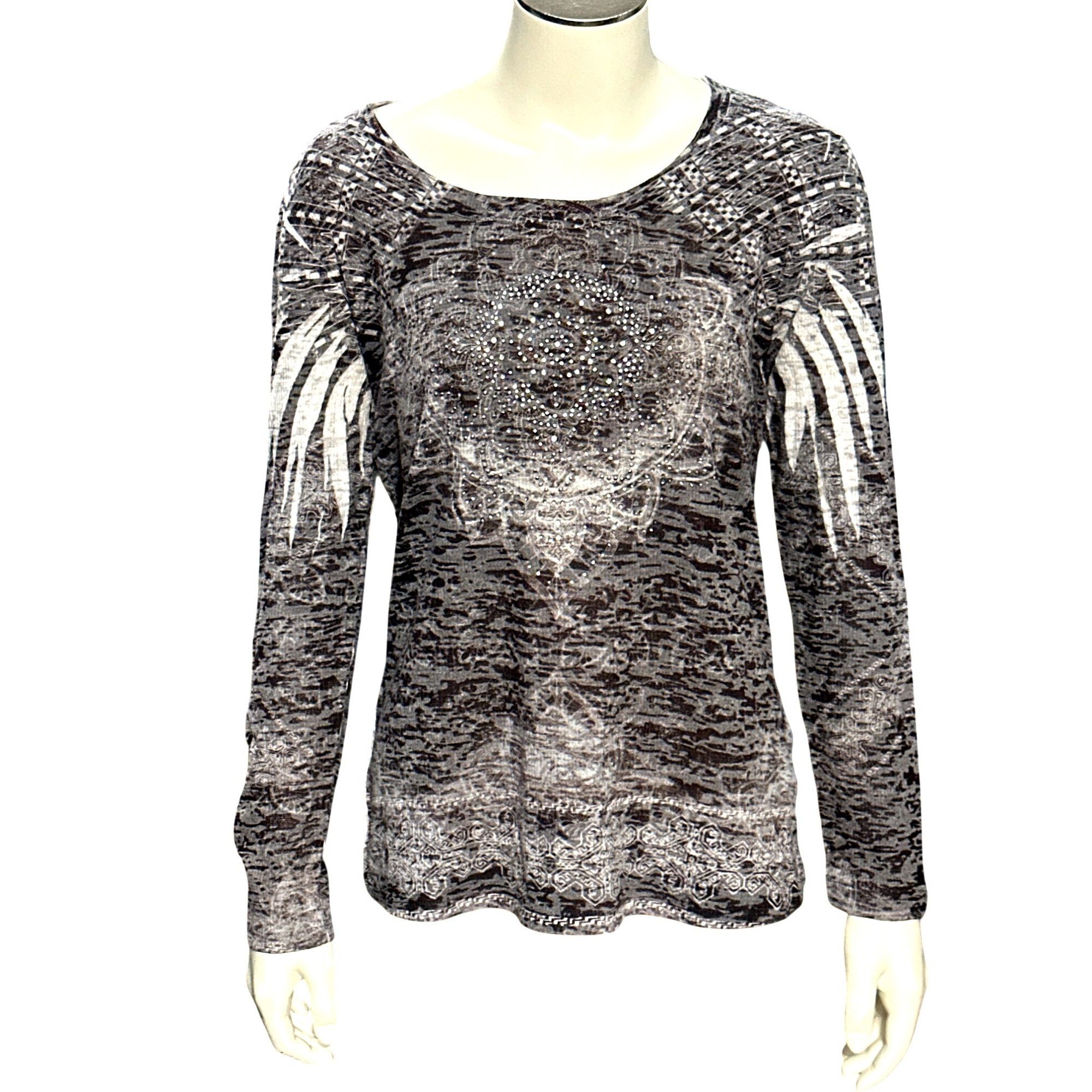 Other CCC Long Sleeve Embellished Top Rhinestones Abstract Aztec E Size M / US 6-8 / IT 42-44 - 1 Thumbnail