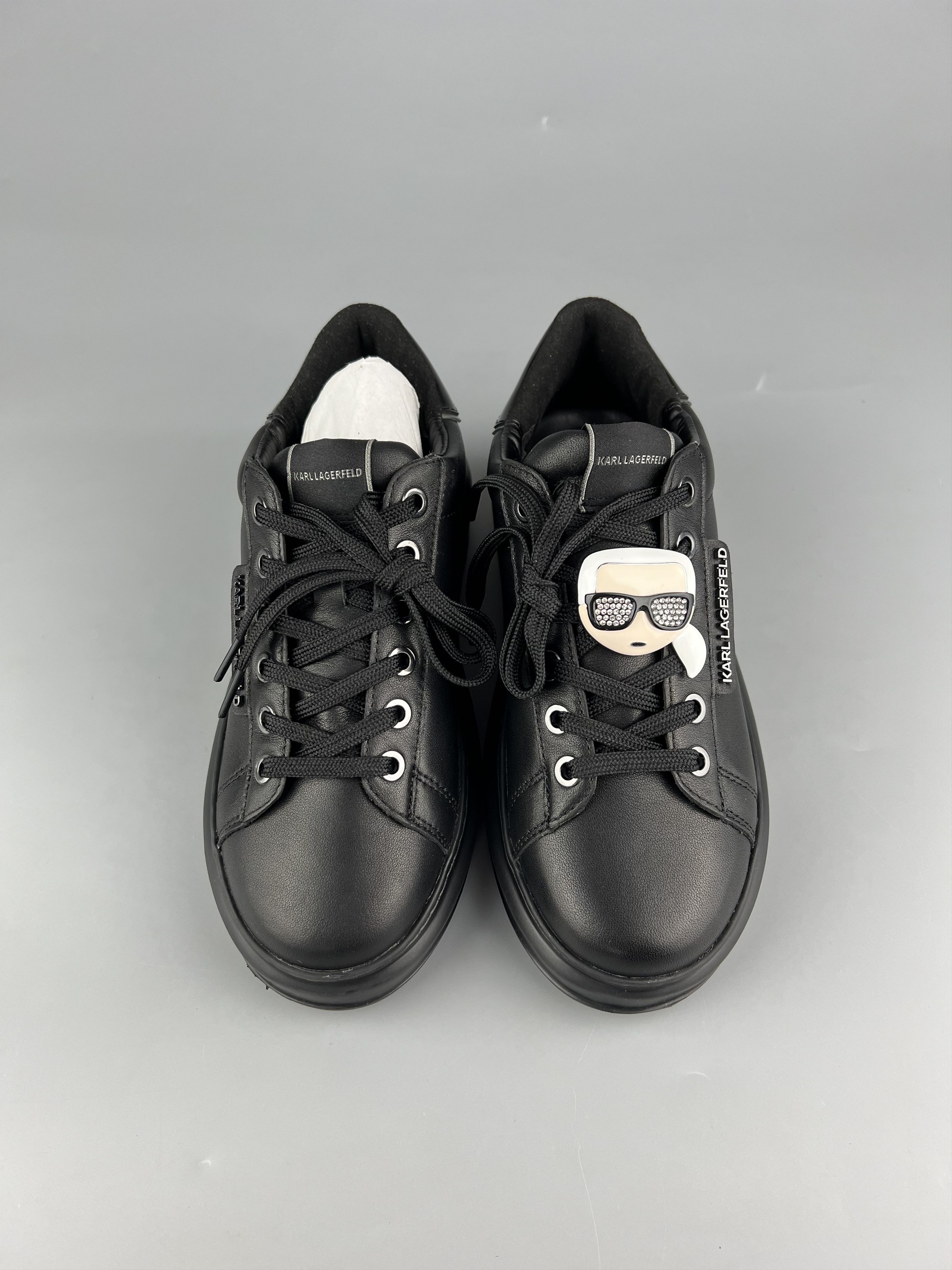 Karl Lagerfeld Karl Lagerfeld Women's Black Leather Sneakers Size US 5 / IT 35 - 4 Thumbnail