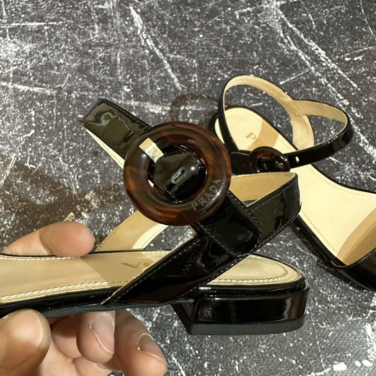 Prada PRADA Black women’s Patent Leather Sandals Size 37 Size US 7 / IT 37 - 15 Thumbnail