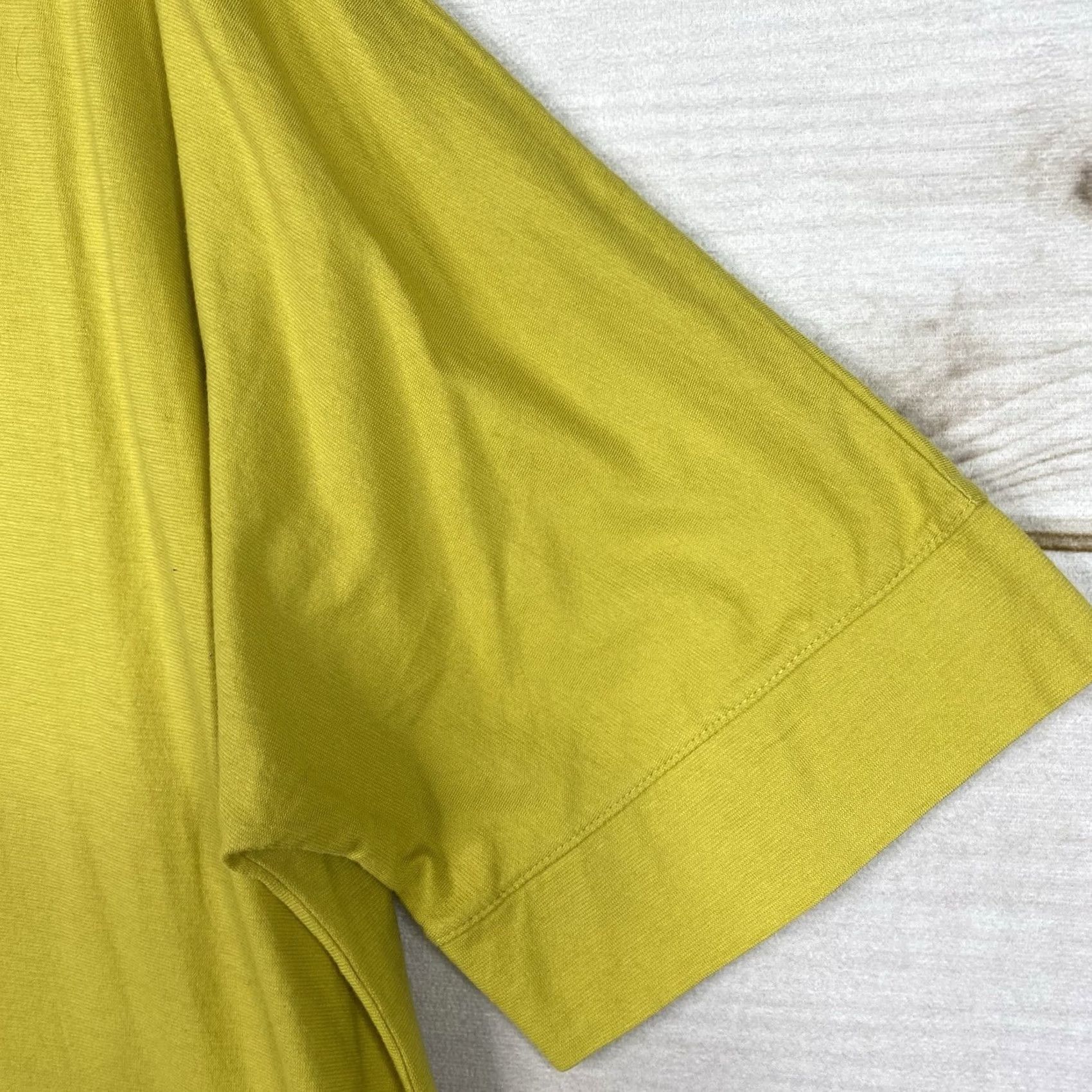 J. Jill J. Jill Top Womens 2X Tee Cotton Short Sleeve V-Neck Yellow Greenish Twisted Trim Pima Knit Casual Shirt Boys Girls Mens Womens Size XXL / US 16-18 / IT 52-54 - 3 Thumbnail