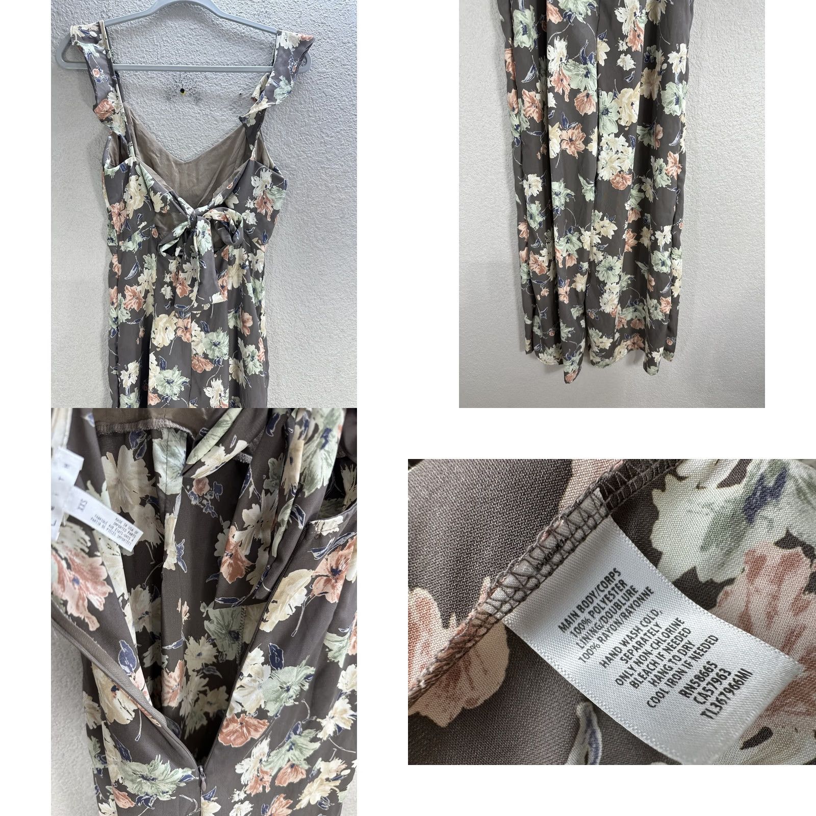 Vintage Leith Women's Romper Overalls Floral Sleeveless Tie Back XXS Brown Size 24" / US 00 / IT 34 - 8 Thumbnail