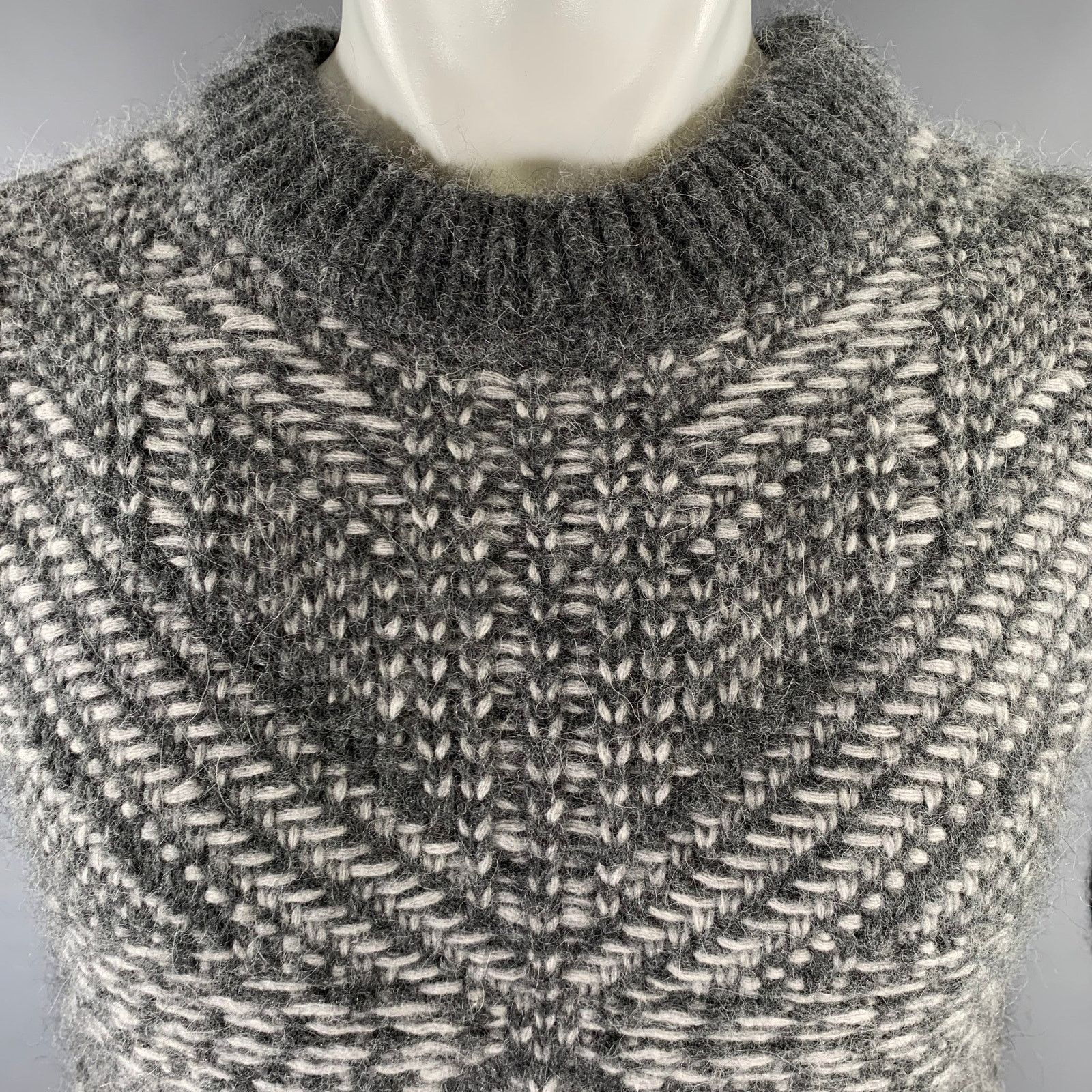 Les Hommes LES HOMMES Light Grey Angora Blend Crew-Neck Sweater S Size US S / EU 44-46 / 1 - 2 Thumbnail