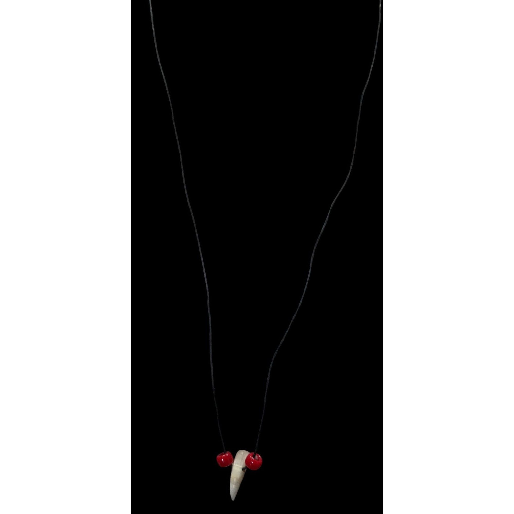 Handmade Handmade Tooth Pendant Necklace With Red Beads Size ONE SIZE - 5 Thumbnail