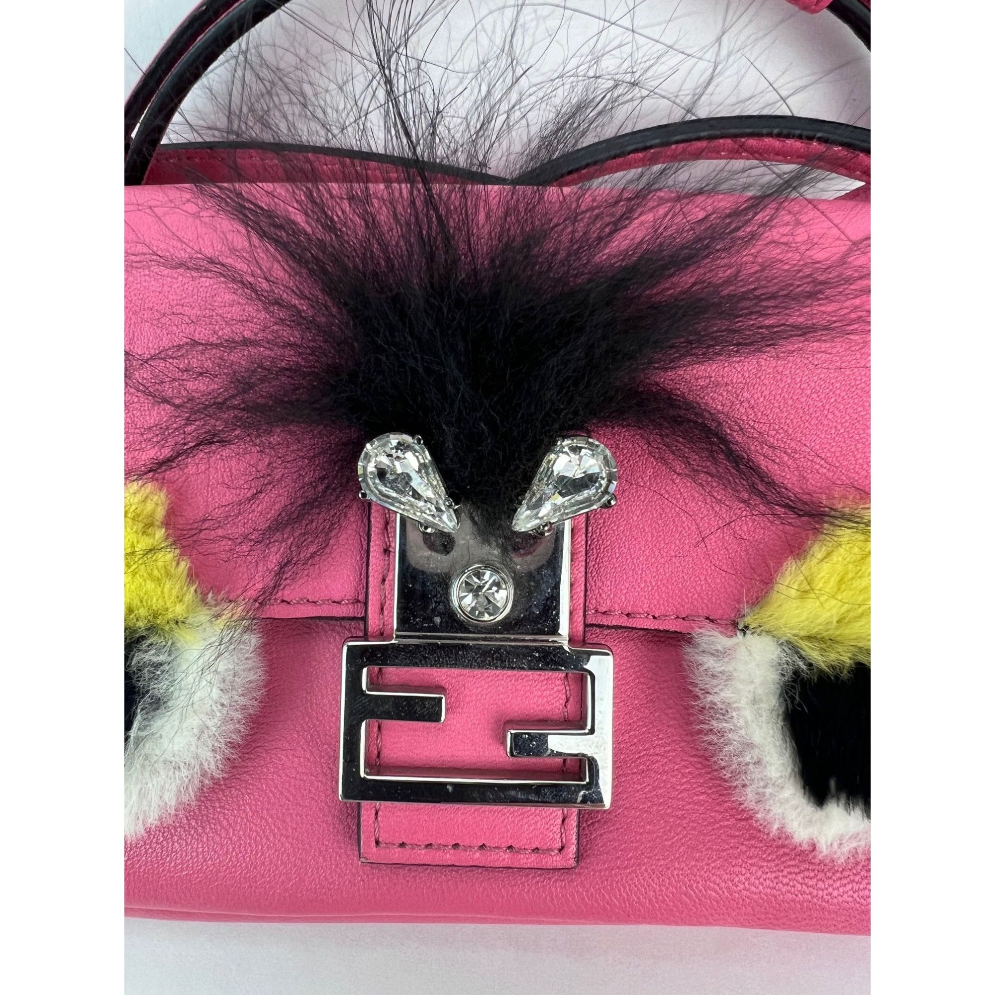 Fendi Fendi Monster Baguette Pink Leather Micro Crossbody Bag Size ONE SIZE - 11 Thumbnail