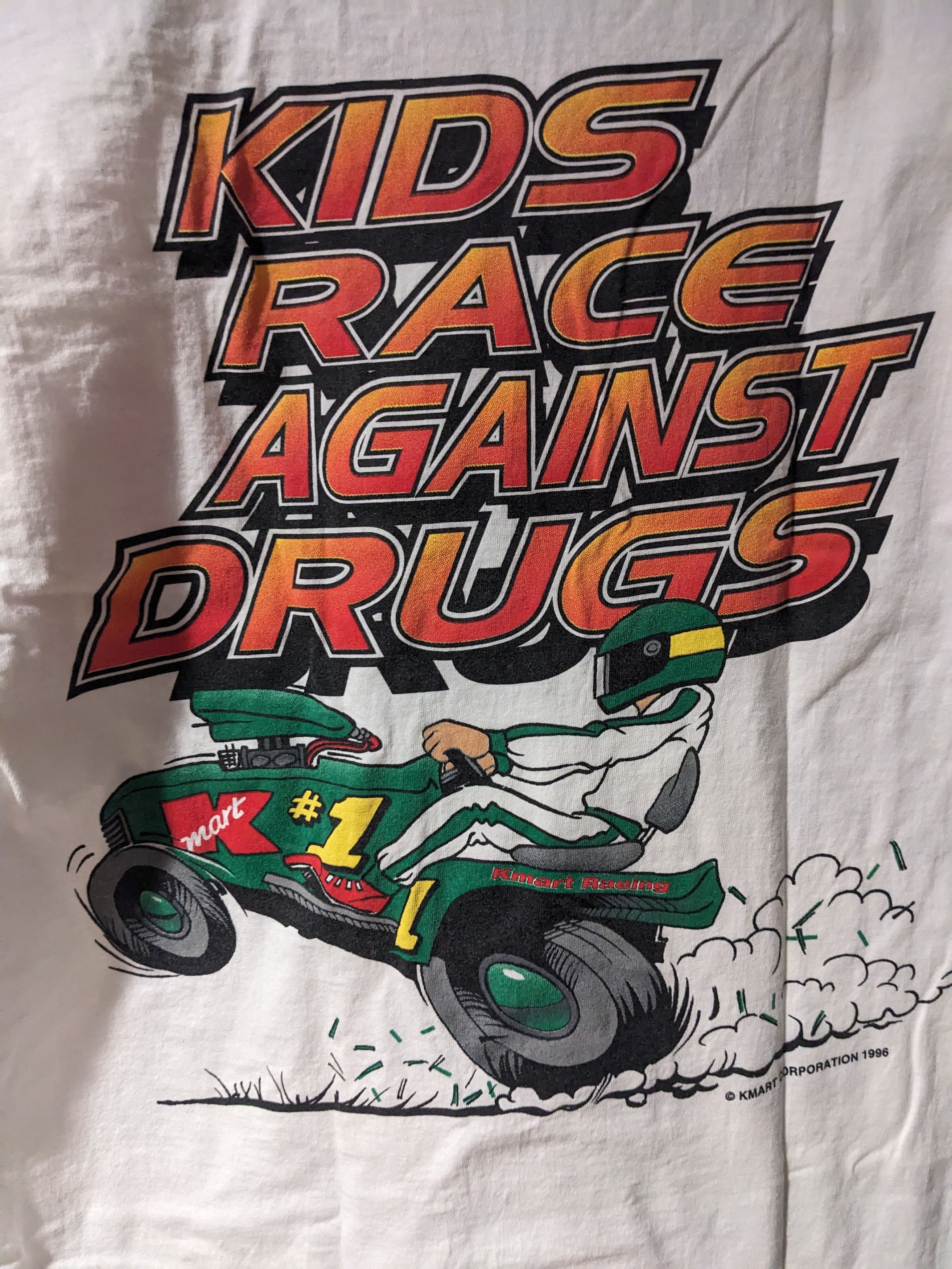 NASCAR Vintage 1996 Kmart Crest Kids Race Against Drugs T-Shirt Size US M / EU 48-50 / 2 - 2 Thumbnail