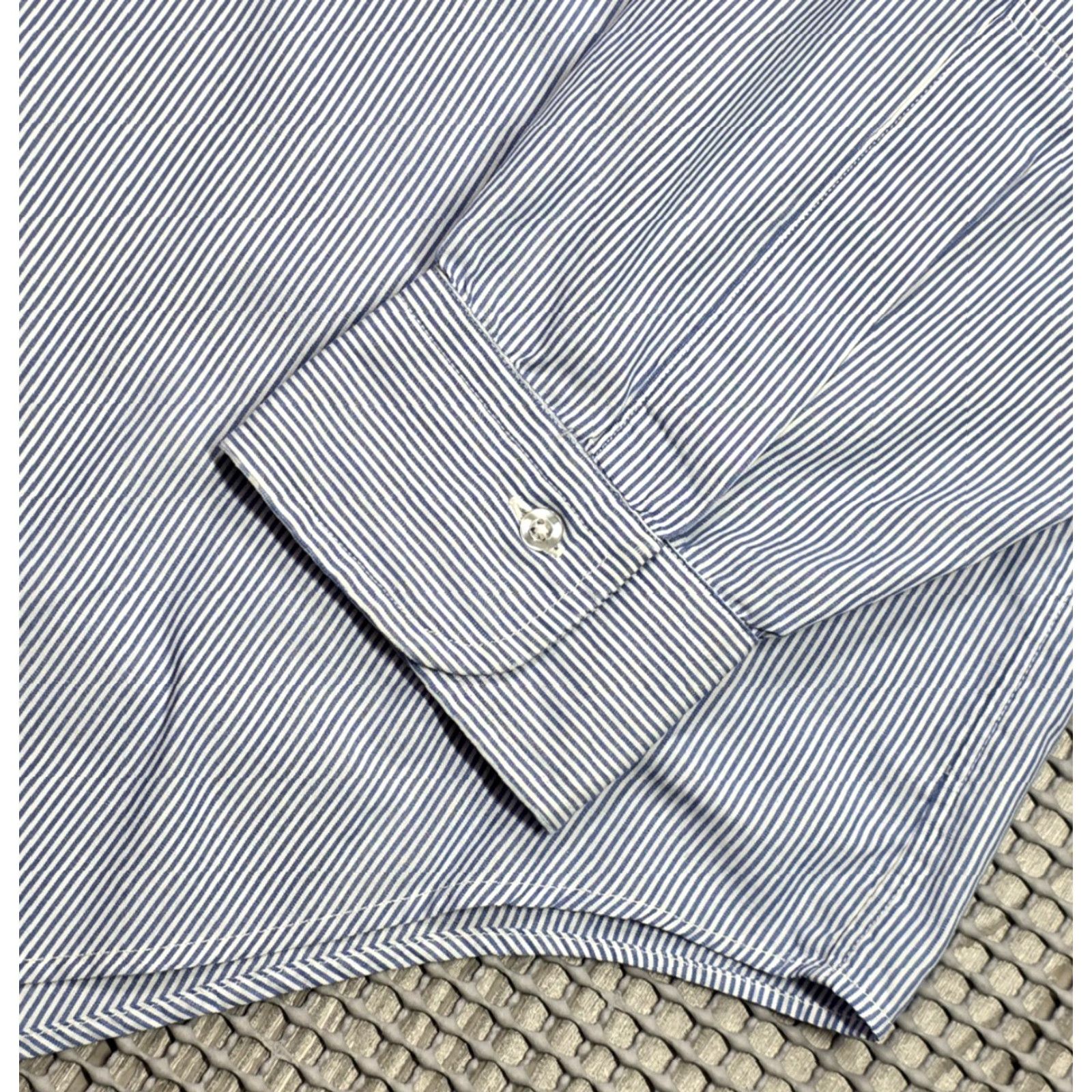 Brooks Brothers Vintage Brooks Brothers Shirt Mens 16.5-4 Blue Striped Brooksweave USA Button Up Shirt Size US XL / EU 56 / 4 - 5 Thumbnail