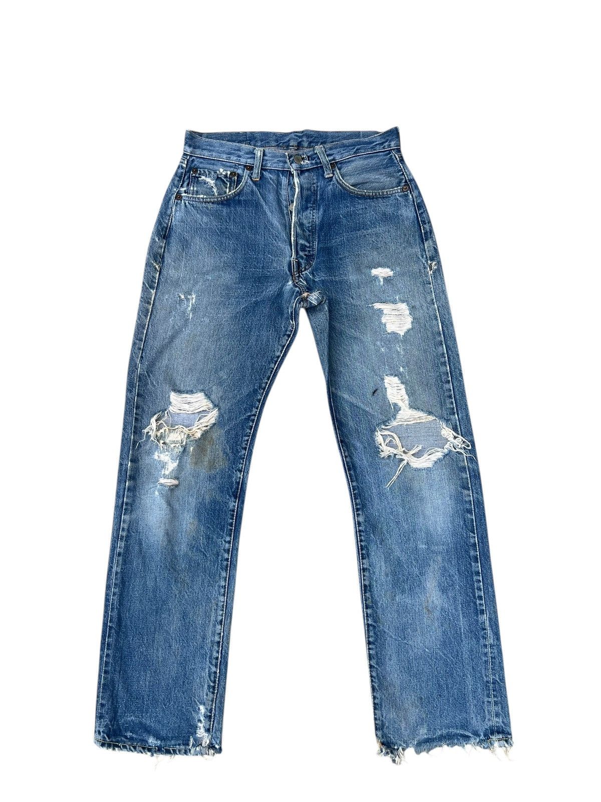 True 60s 70s Levi’s 501 Big E Distress Denim Selvedge Jeans