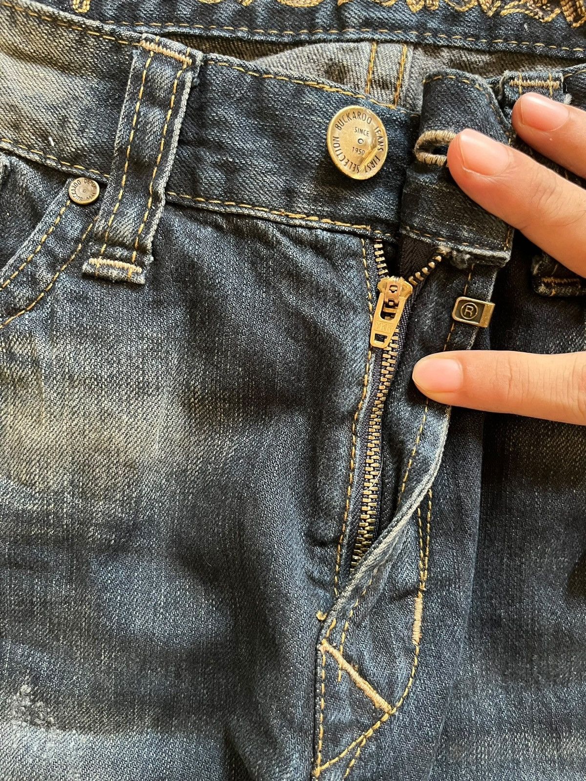 Japanese Brand Vintage Buckaroo Indigo Mud Wash Mudmax Loose Jeans Size US 32 / EU 48 - 3 Thumbnail