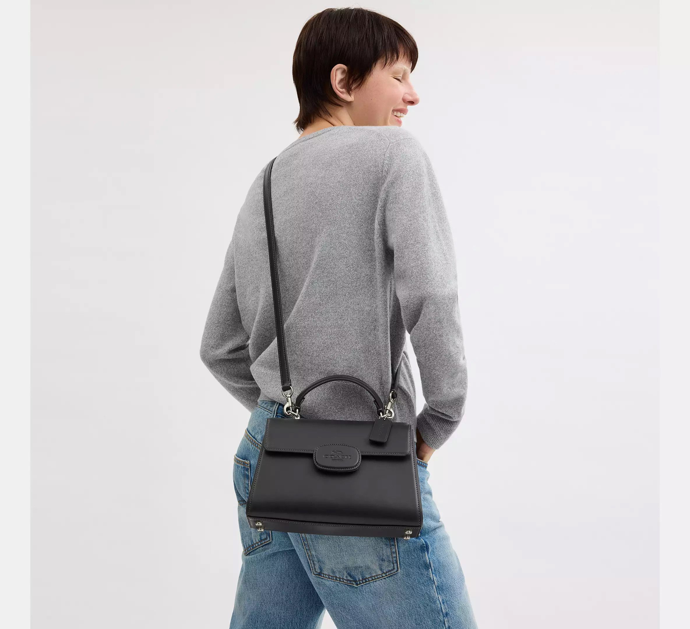 Coach Eliza Top Handle Bag Gunmetal/Black CT852 Size ONE SIZE - 6 Thumbnail