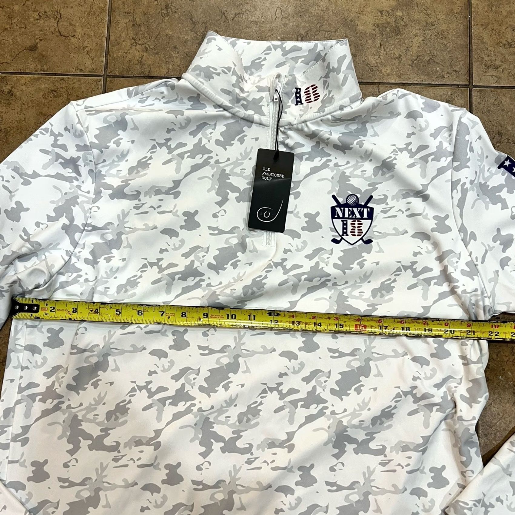 Vintage Old Fashioned Golf Shirt Camouflage Quarter Zip 1/4 White Gray Camo Pattern L Mens Size US L / EU 52-54 / 3 - 7 Thumbnail