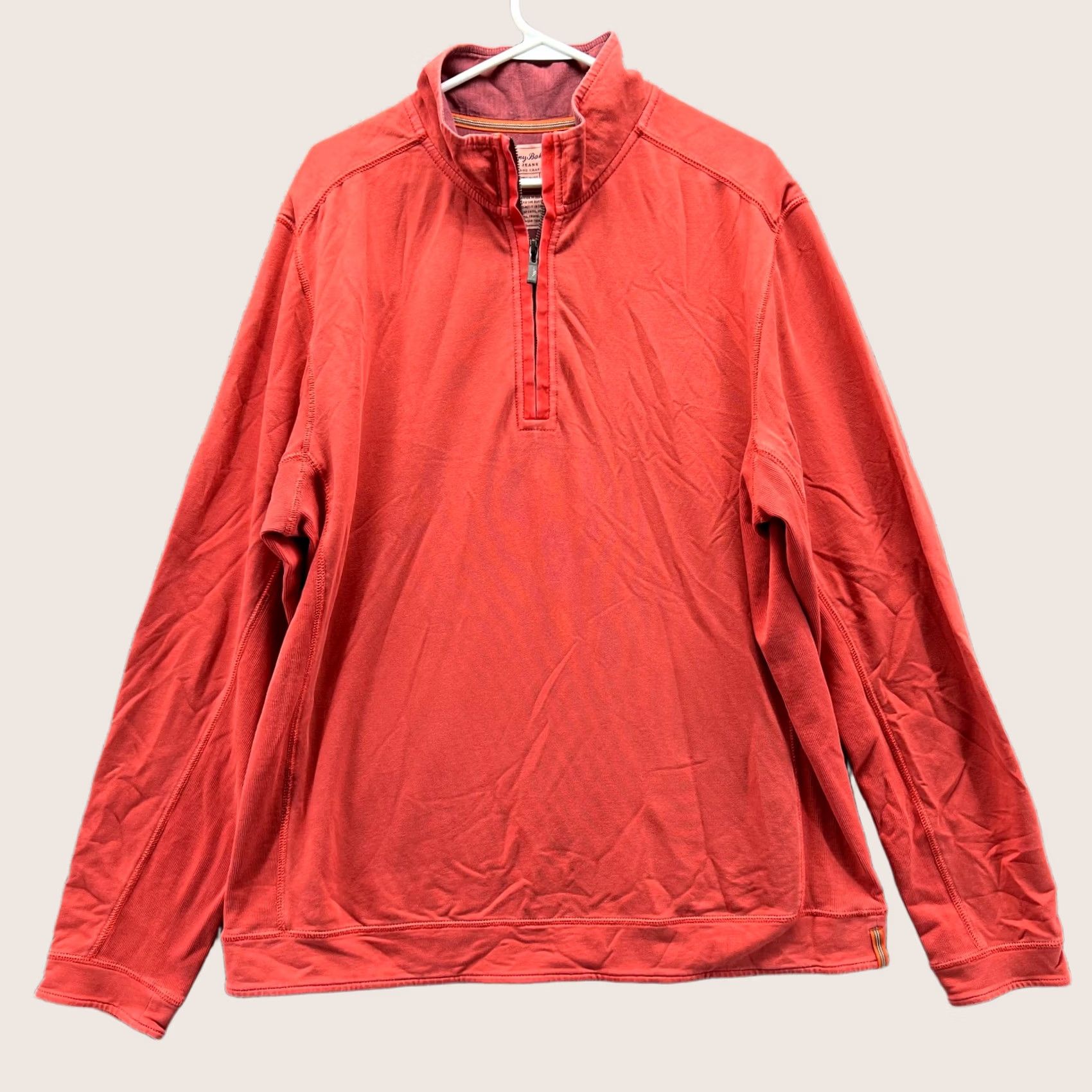 Tommy Bahama Tommy Bahama Sweater Mens XL Orange 1/4 Zip Fleece Pullover Island Crafted Regular Size US XL / EU 56 / 4 - 1 Thumbnail